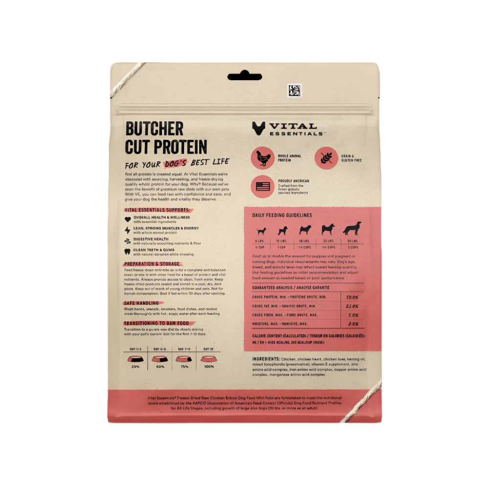 Freeze Dried Raw Chicken Mini Nibs Dog Food - Grain-Free, High Protein Treats for Small & Medium Dogs - Perfect for Training, Travel & On-the-Go Snacks