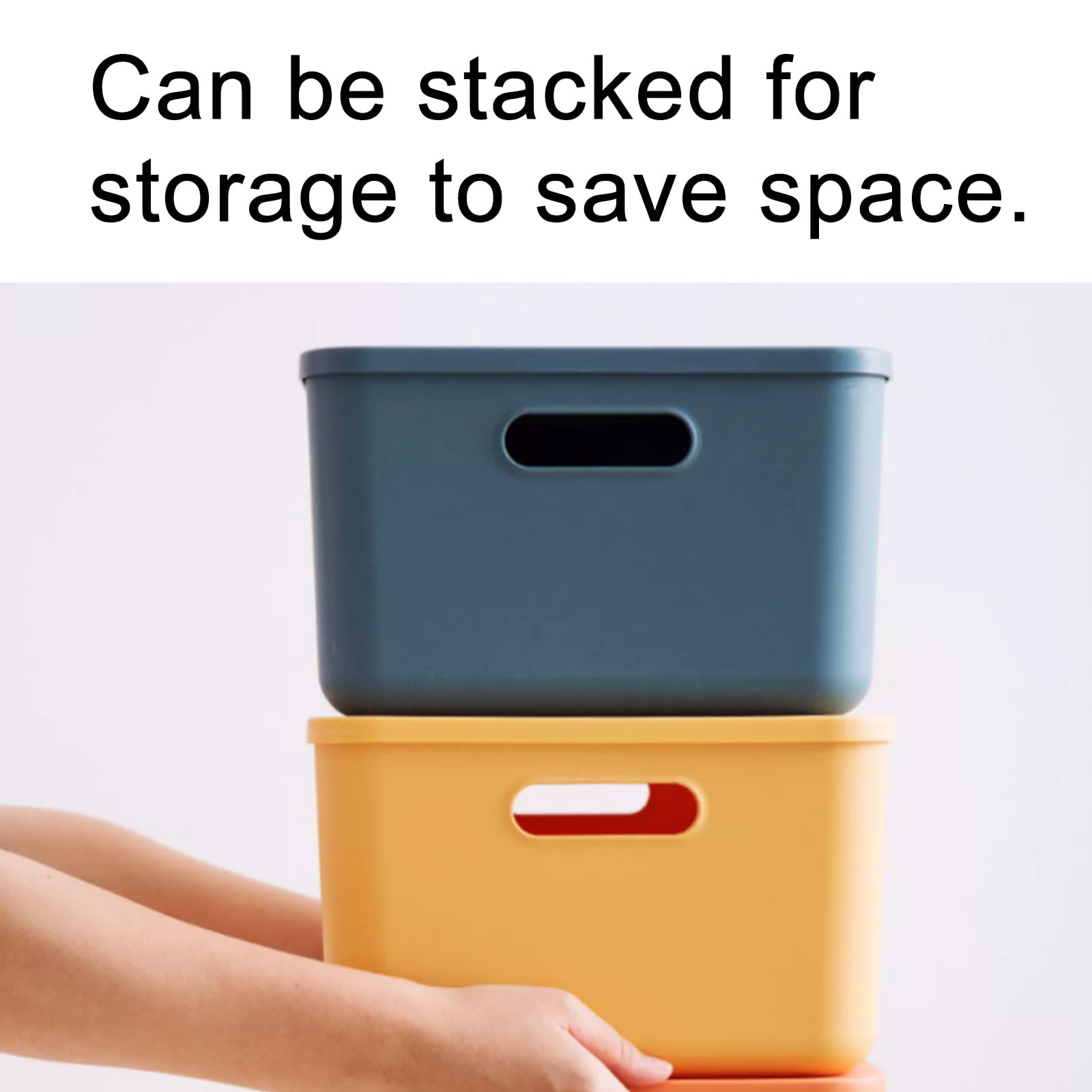 Stackable Plastic Storage Box with Lid - Multifunctional Organizer for Kitchen Countertop, Bathroom, Office & Closet - Lightweight & Durable Storage Solution
