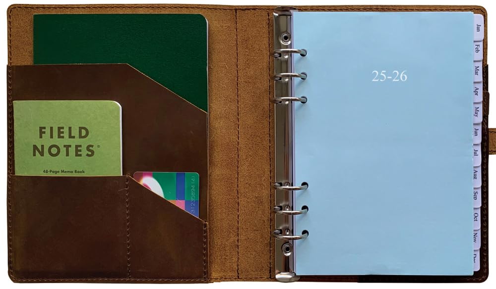 2025-2026 Genuine Leather A5 Planner Refillable - Weekly & Monthly Organizer with Inner Pockets & Pen Holder for Men & Women | Perfect for Office, School & Personal Productivity