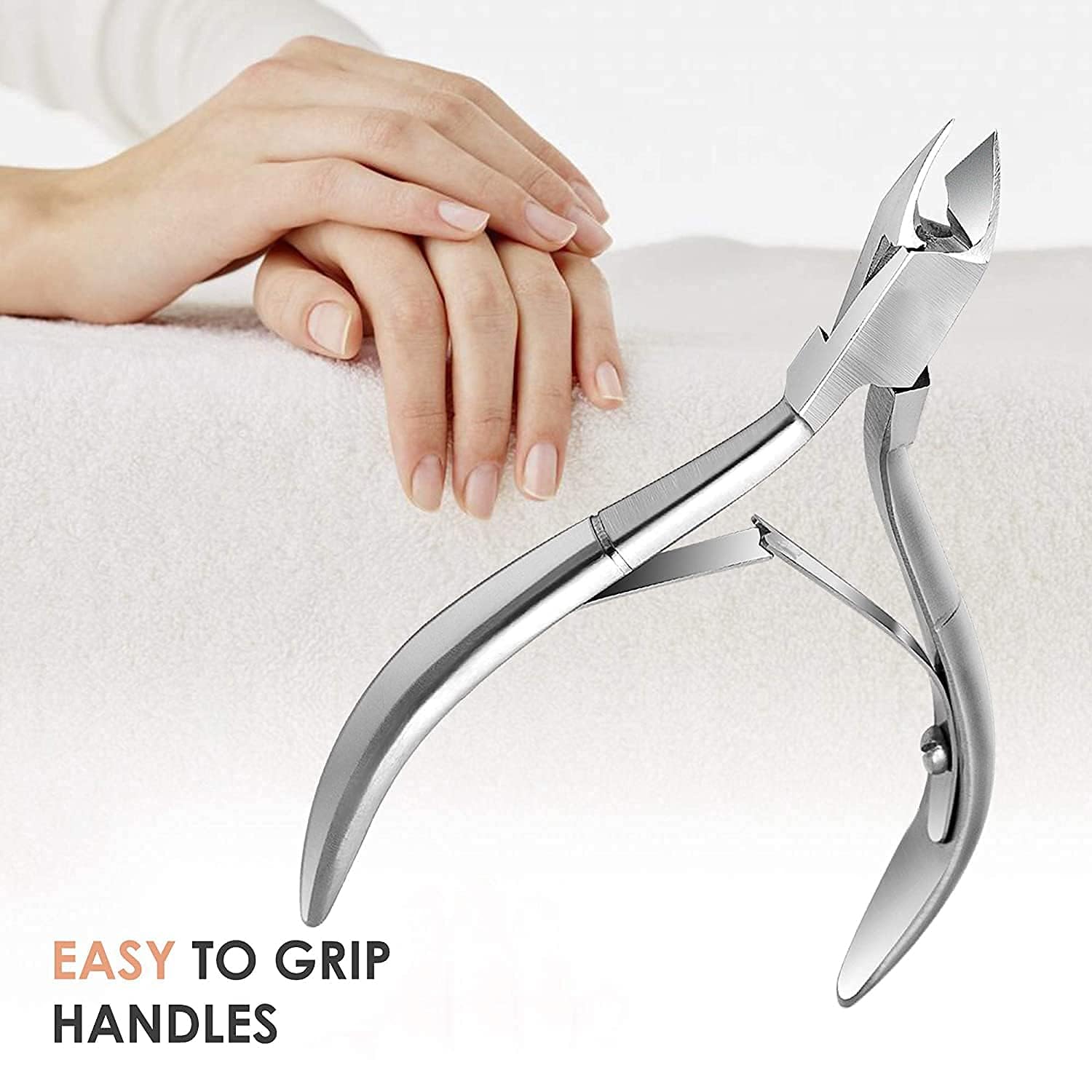 Professional Stainless Steel Cuticle Nipper Set - 3PCS (Cuticle Trimmer, Pusher & Scraper) with Anti-Slip Handle for Manicure & Pedicure | Perfect for Home Nail Care & Salon Use