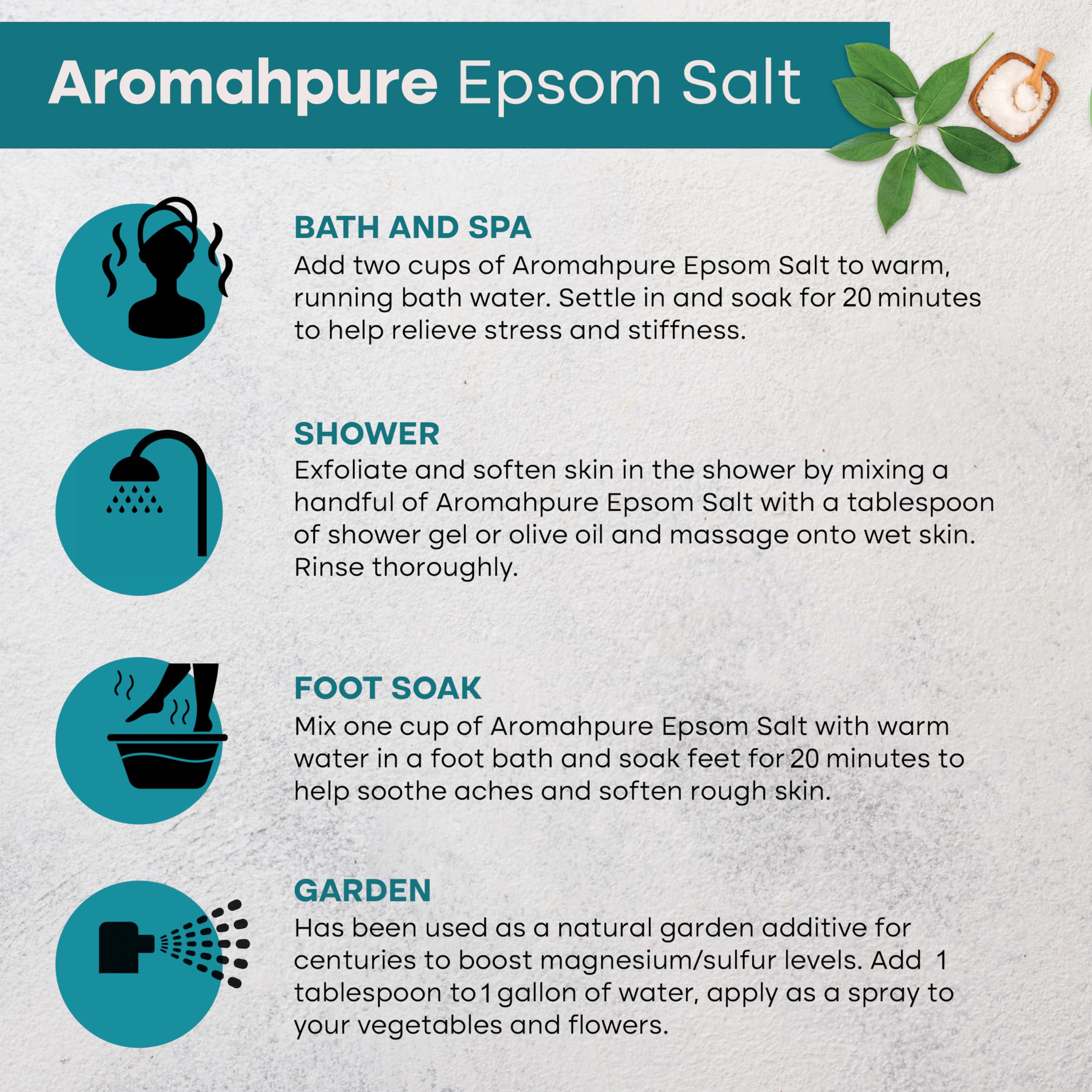 Aromahpure Epsom Salt 1kg - 100% Pure Magnesium Sulfate Bath Salt for Pain Relief & Muscle Relaxation | Skin Moisturizer & Detoxifier | Body Spa, Gardening & Plant Care | Perfect for Relaxing Baths, Post-Workout Recovery & Plant Nutrition