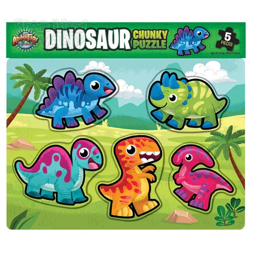 6 Piece Chunky Dinosaur Wooden Puzzle for Toddlers - Educational Dino Toys for Kids Ages 2-4 - Perfect for Preschool Learning, Birthday Gifts & Montessori Activities