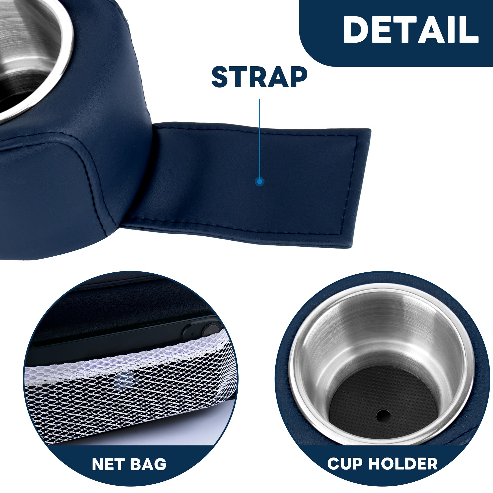**Pontoon Boat Cup Holder - Double Drink Holder for Boat Seats, RV Couch & Car Back Seat | Portable Beverage & Phone Holder (Blue) | Perfect for Boating, Camping & Road Trips**