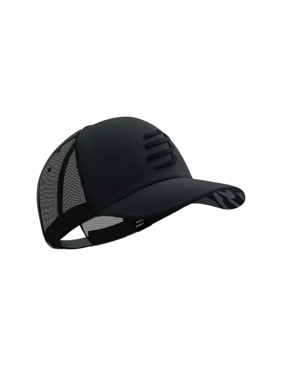 Compressport Unisex Trucker Cap - Black/Black Reflective | Lightweight Running Hat for Men & Women | Perfect for Jogging, Cycling & Outdoor Sports