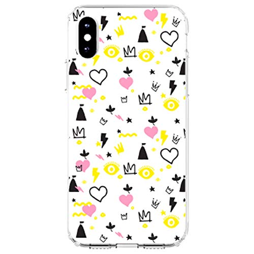 Girl Power - Crown Hearts Castle Pink Yellow On Clear Case