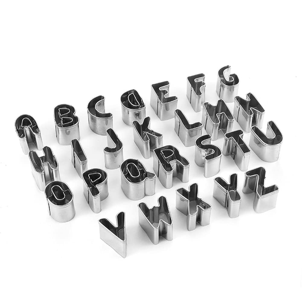 26 Pcs Stainless Steel Alphabet Cookie Cutters Set - A to Z Letter Fondant Cutters for Baking, Cake Decorating, Sugarcraft & Sandwich Making - Perfect for DIY Cookies, Cupcakes & Party Treats
