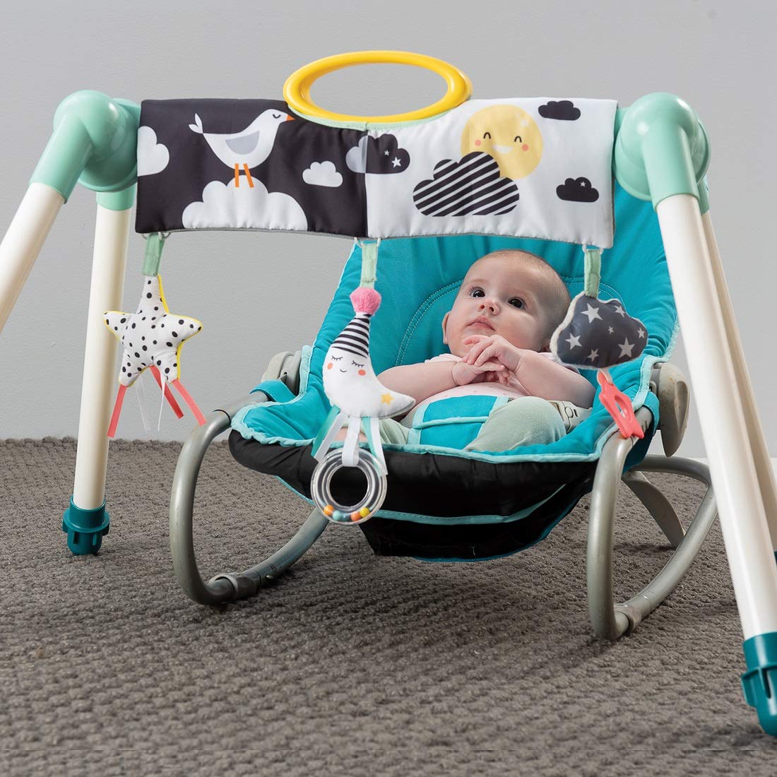 Taf Toys 12525 Mini Moon Activity Gym - Soft Baby Play Mat with Hanging Toys for Newborns & Infants | Interactive Developmental Play Space for Tummy Time & Sensory Stimulation