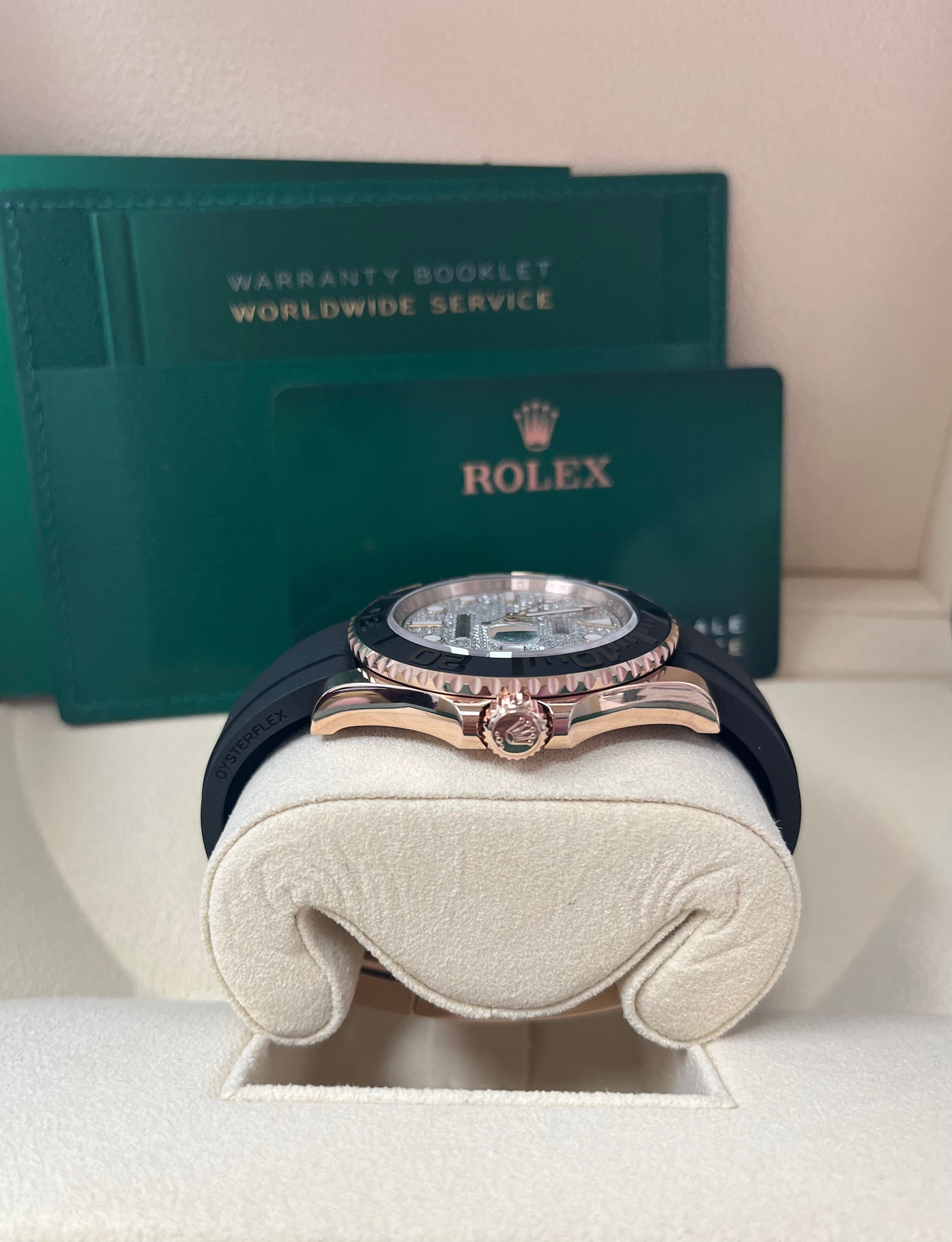 Rolex Yacht Master 40mm 18K Rose Gold Watch with Pave Diamond Dial - Luxury Men's Timepiece for Sailing, Yachting & Special Occasions