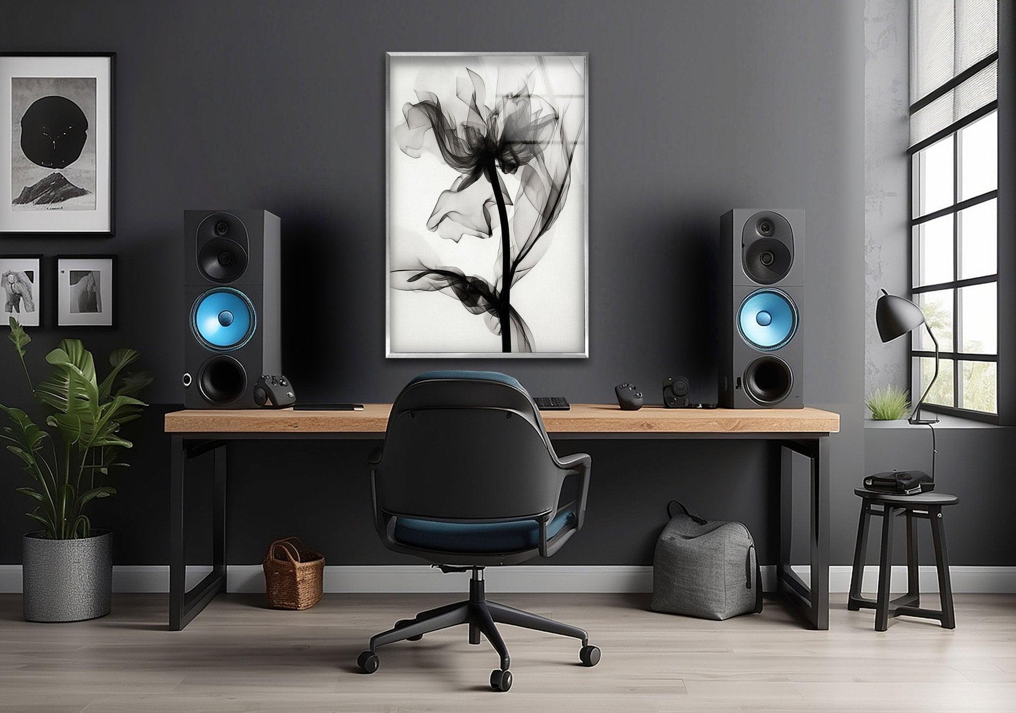Albert Koetsier Black Rose X-ray Glass Wall Art - Elegant Home Decor for Living Room, Bedroom & Office - Unique Gift Idea for Art Lovers