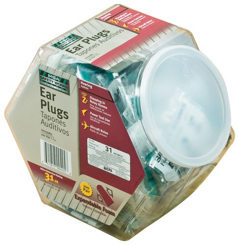 Safety Works Ear Plugs Fish Bowl - 100 Pack Noise Reduction for Construction, Shooting & Sleeping - Disposable Foam Ear Protection #10059484