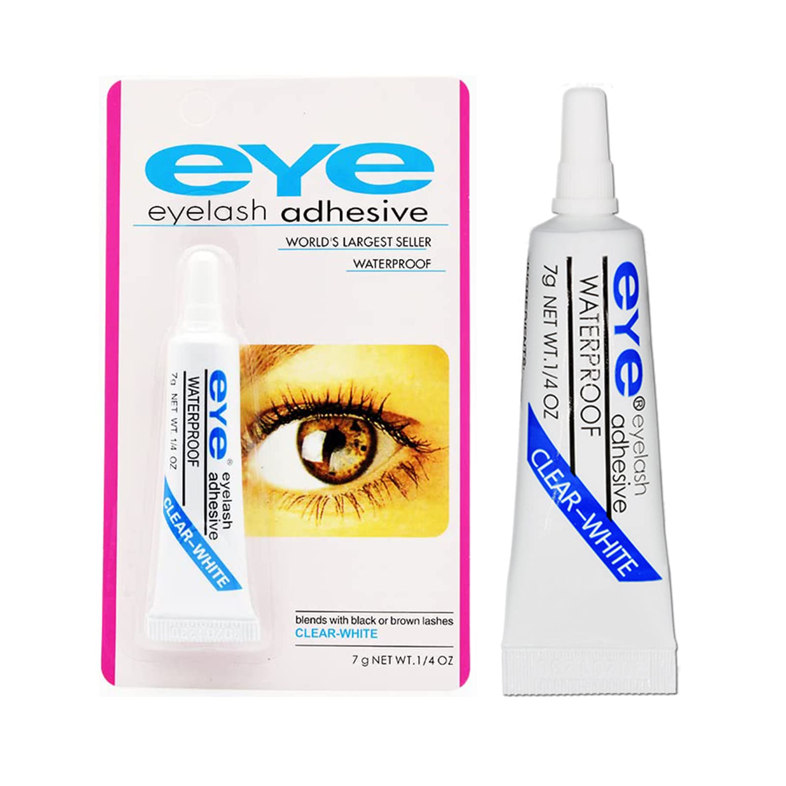 Fashion Base Eyelash Glue - Waterproof False Eyelash Adhesive with Super Hold, 7g Clear & White Lash Extension Glue (Dries Clear) - Perfect for Daily Wear, Special Occasions & Professional Makeup Artists