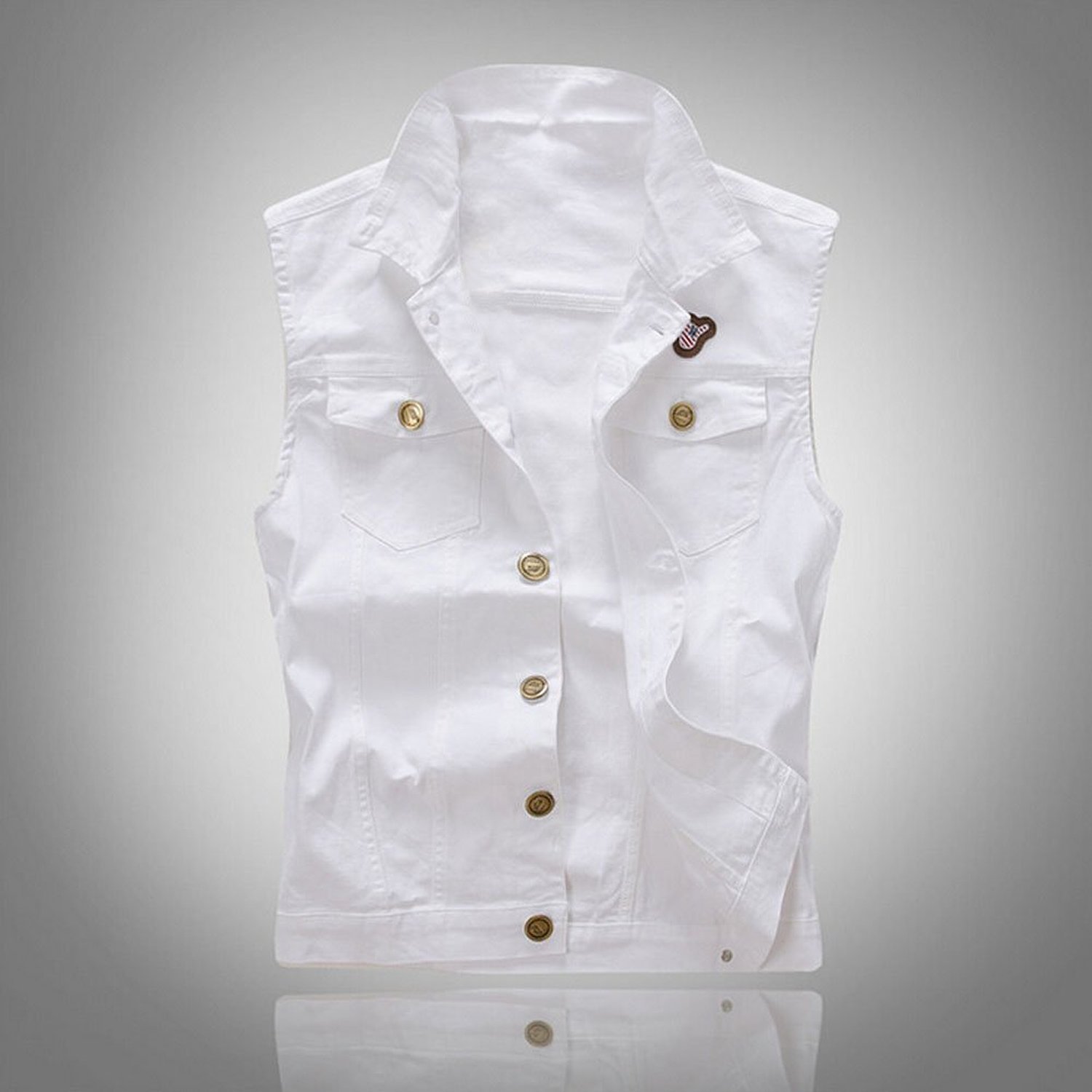Men's Stylish Denim Vest Jacket - Comfortable & Cool White Outwear (US Size M) | Perfect for Casual Wear, Layering & Outdoor Activities
