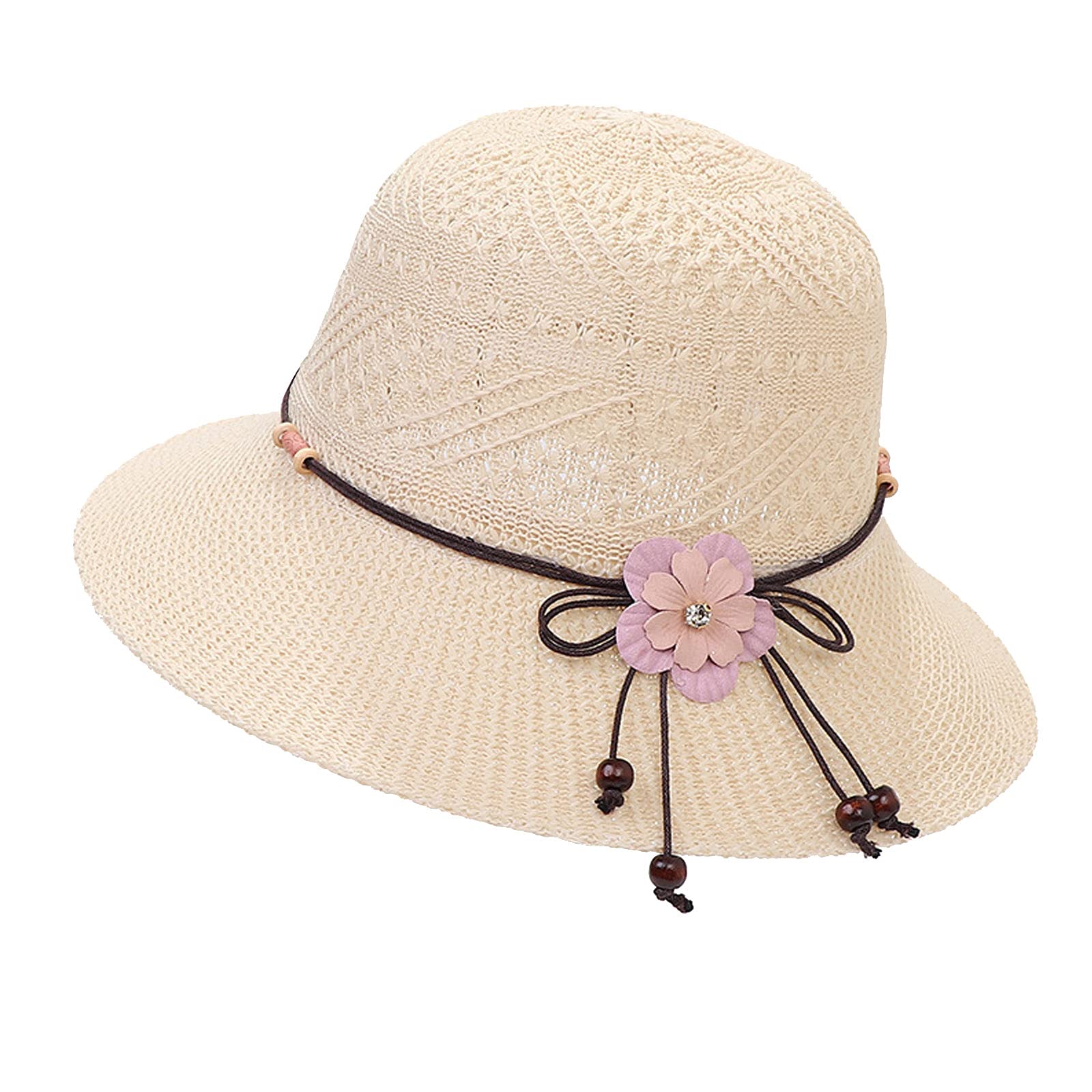 Foldable Women's Floral Bowknot Bonnet Sun Hat - Adjustable Wide Brim Beach Hat for Summer, Outdoor, Travel & Gardening - UPF 50+ UV Protection
