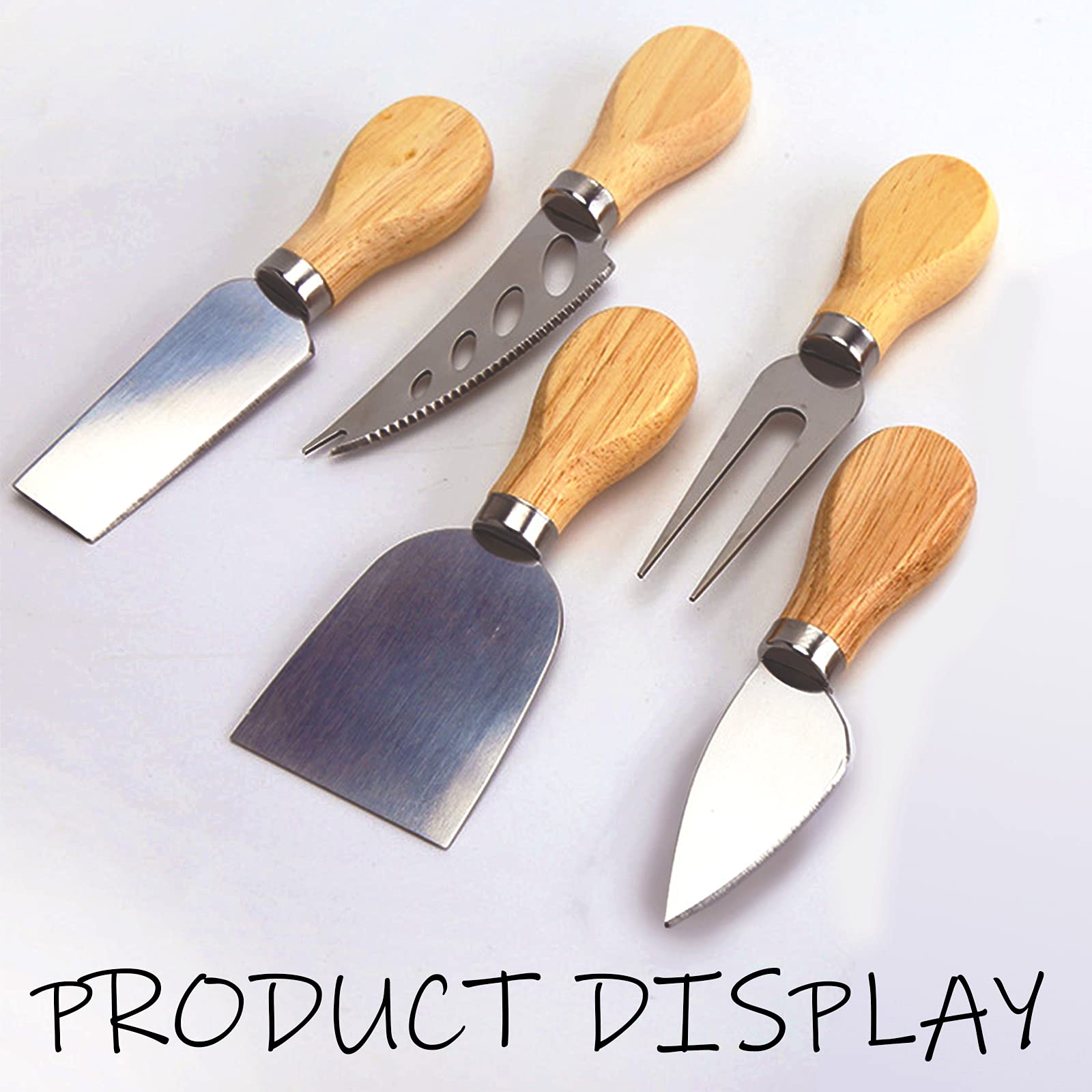 Juuxncgv 10-Piece Cheese Knives Set with Wooden Handles - Stainless Steel Cheese Cutters for Butter, Cheese Boards & Charcuterie - Perfect for Dinner Parties, Wine Tasting & Gift Giving