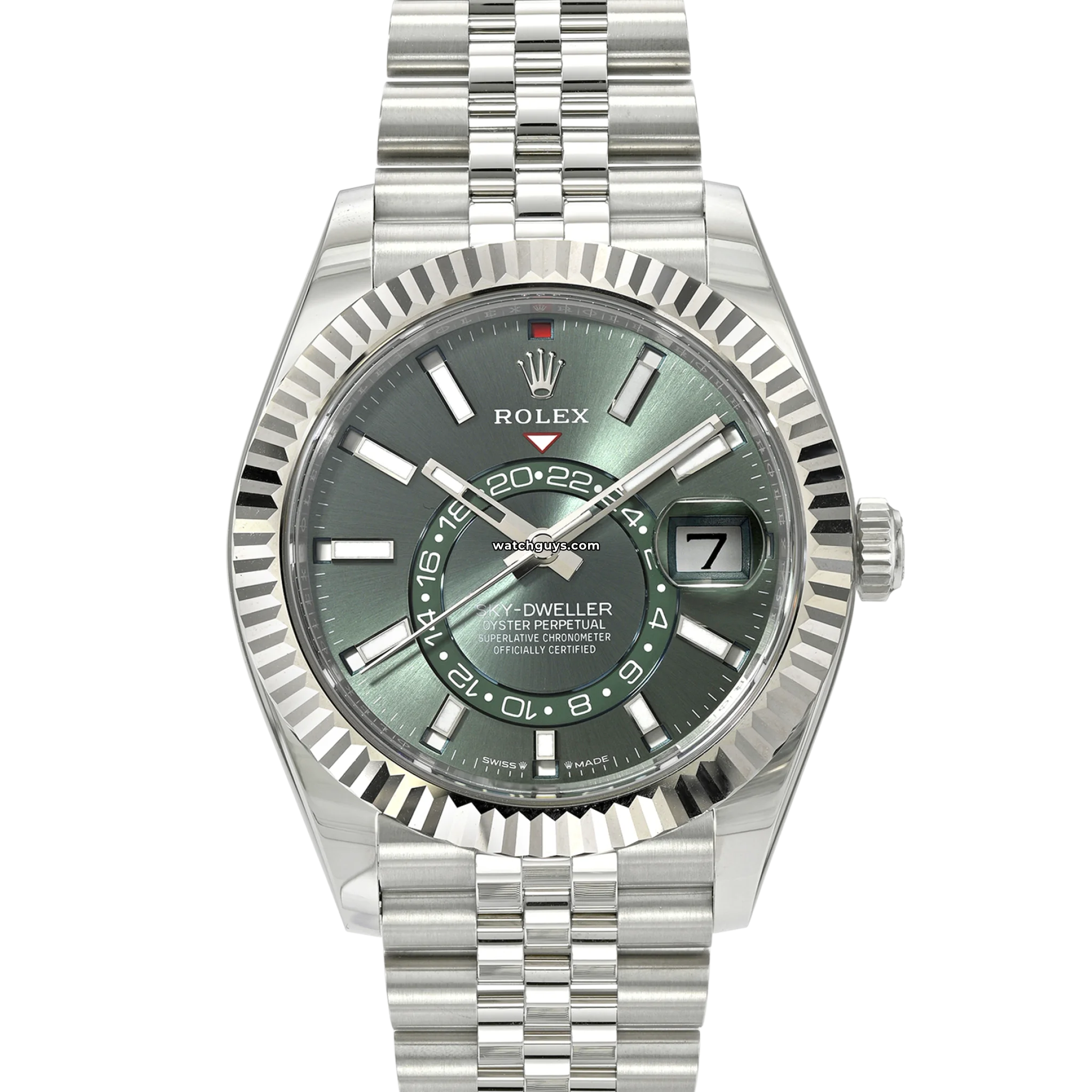 Rolex Sky-Dweller 336934 Stainless Steel Watch with Green Dial - Luxury Automatic Watch for Men, Perfect for Business, Travel & Special Occasions