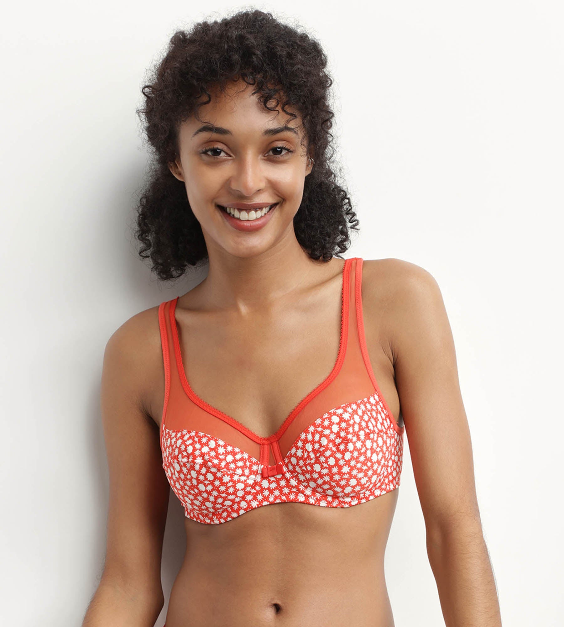 Lace Underwire Full Coverage Bra with Floral Print - Comfortable Support for Everyday Wear, Work & Special Occasions