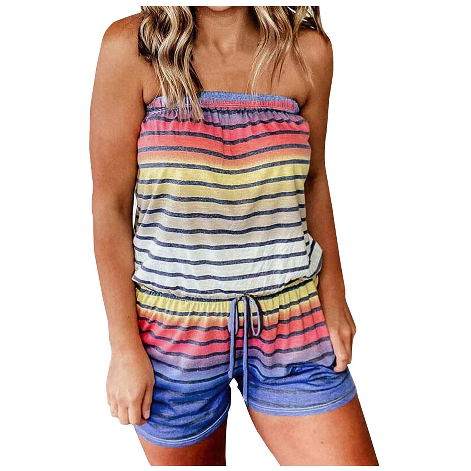 Women's High Waist Jumpsuit Romper - Summer Casual Boho Mini Jumpsuit with Baggy Fit | Perfect for Beach Outings, Music Festivals & Casual Daywear