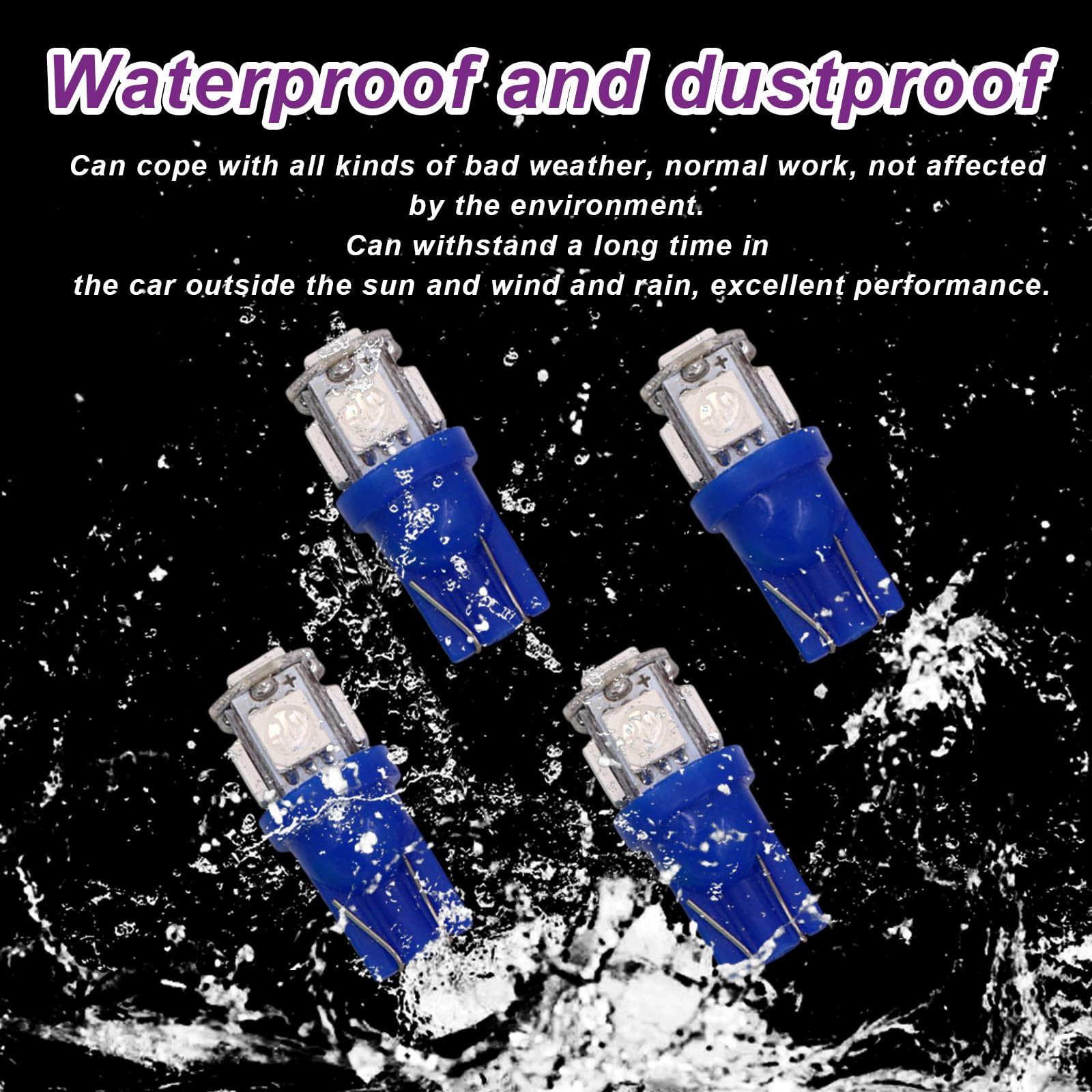 10 PCS T10 5050 5SMD LED Car Interior Light Bulbs - Super Bright Blue LED Replacement Bulbs for Dashboard, Dome, Map, Door, License Plate Lights | Perfect for Night Driving & Car Customization