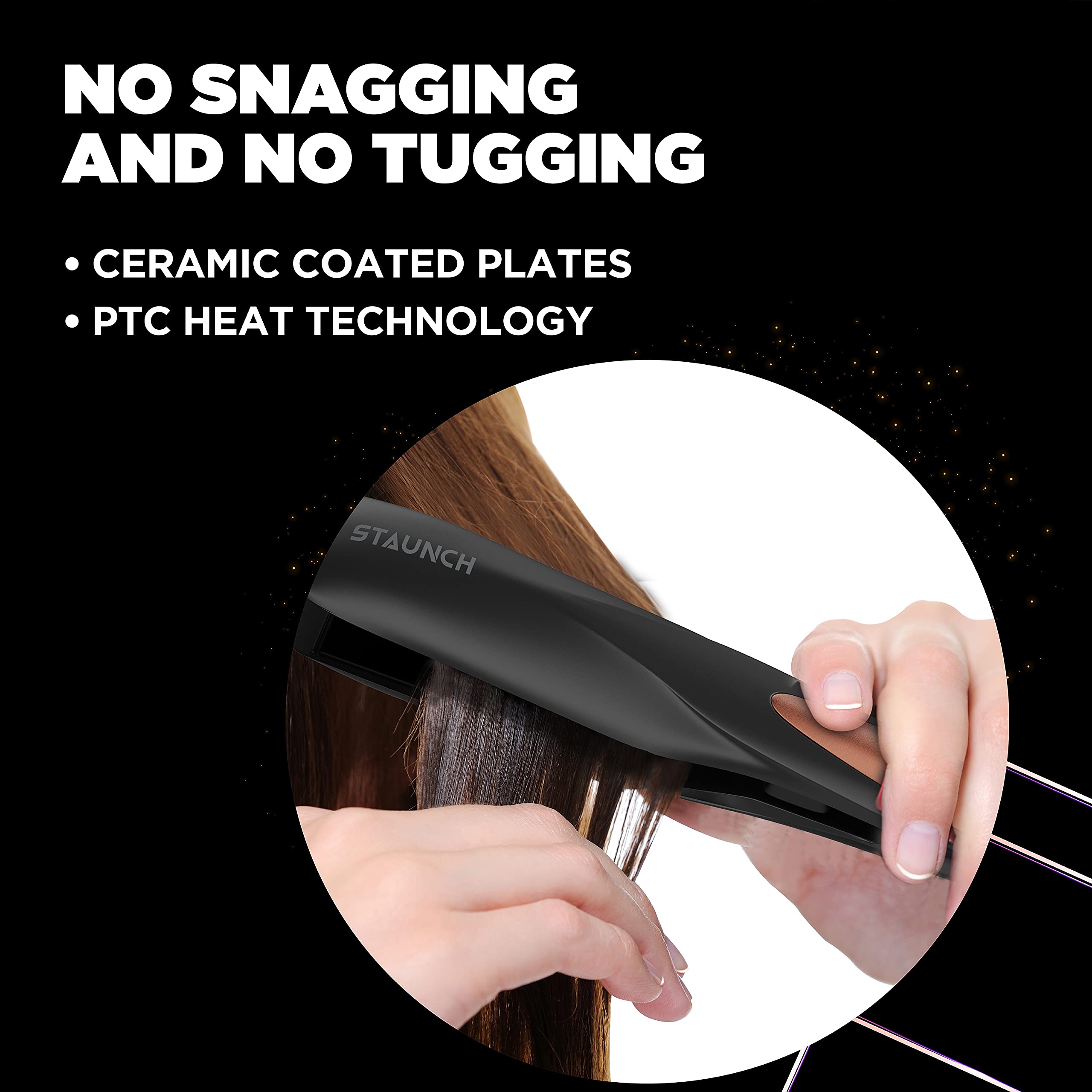 Staunch SHS1011 Professional Ceramic Flat Iron Hair Straightener - Rose Gold | Fast Heating for Smooth & Silky Hair | Perfect for Home Use, Travel & Salon Styling