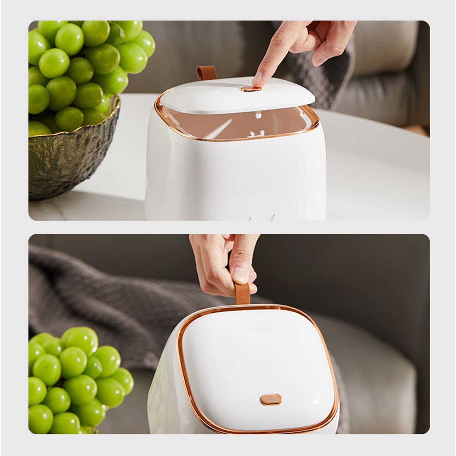 Cuawana Press Trash Can - Mini Desktop Trash Bin with Double Layer Design, Small Waste Basket for Bathroom, Vanity, Office & Bedroom - Perfect for Tabletop Storage & Organization
