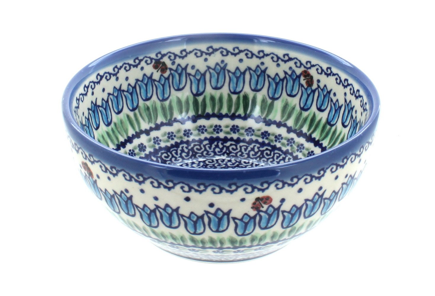 Blue Rose Polish Pottery Garden Tulip Cereal Bowl - Handmade Ceramic Soup & Cereal Bowl for Breakfast, Dining & Home Decor - Perfect for Soup, Salad, Oatmeal & Decorating Kitchen