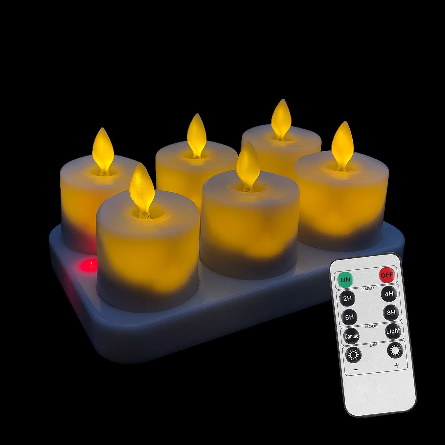 Rechargeable Flameless LED Tealight Candles - Battery Operated with Timer & Remote Control, Realistic Flickering Moving Wick - Perfect for Thanksgiving, Christmas, Halloween Decorations (Set of 6) - Ideal for Home, Wedding, Party, and Romantic Ambiance Lighting