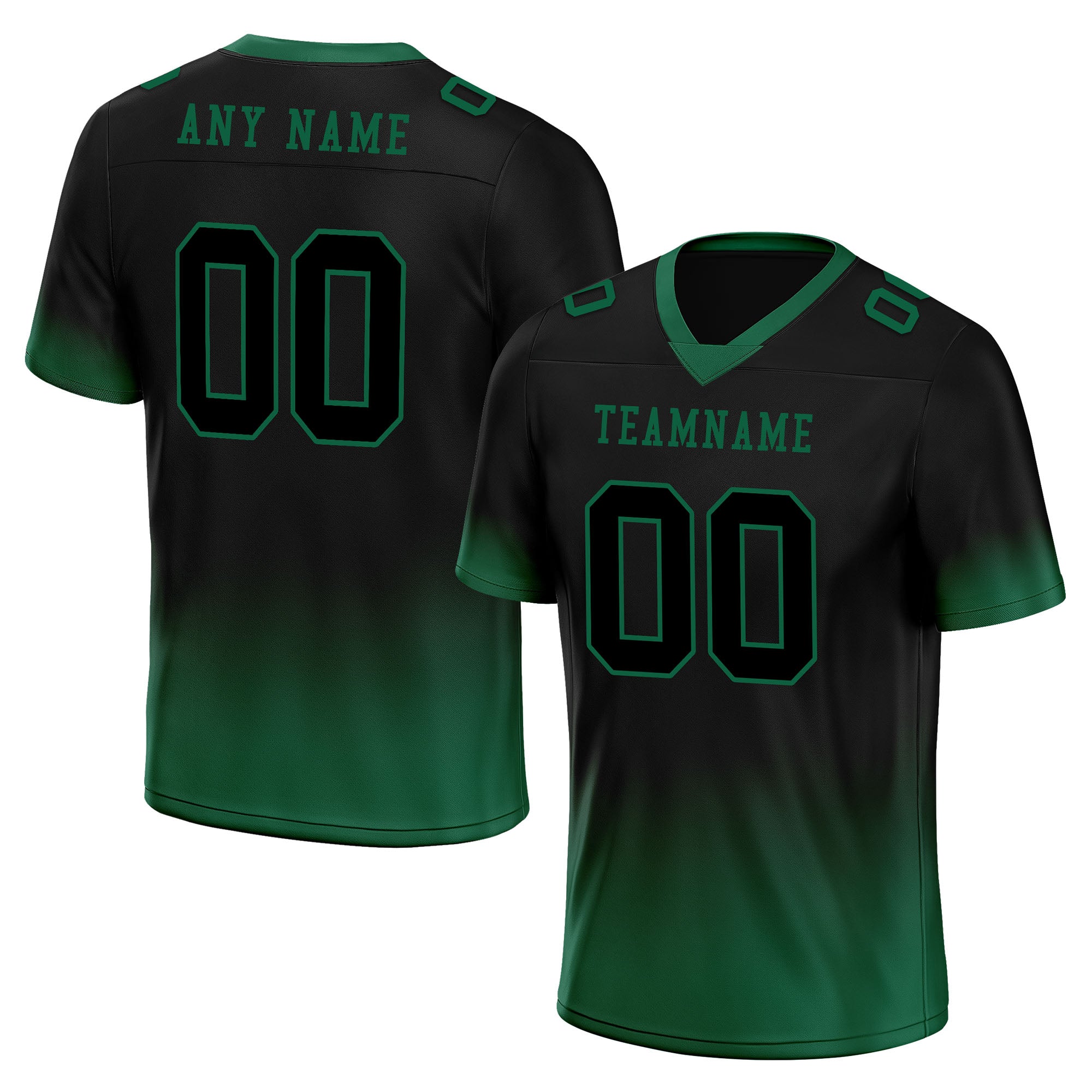 Custom Dark Green Fade Personalized Authentic Football Jersey - High-Quality Breathable Fabric for Game Day, Training & Fan Support (FBJ02 D06086)