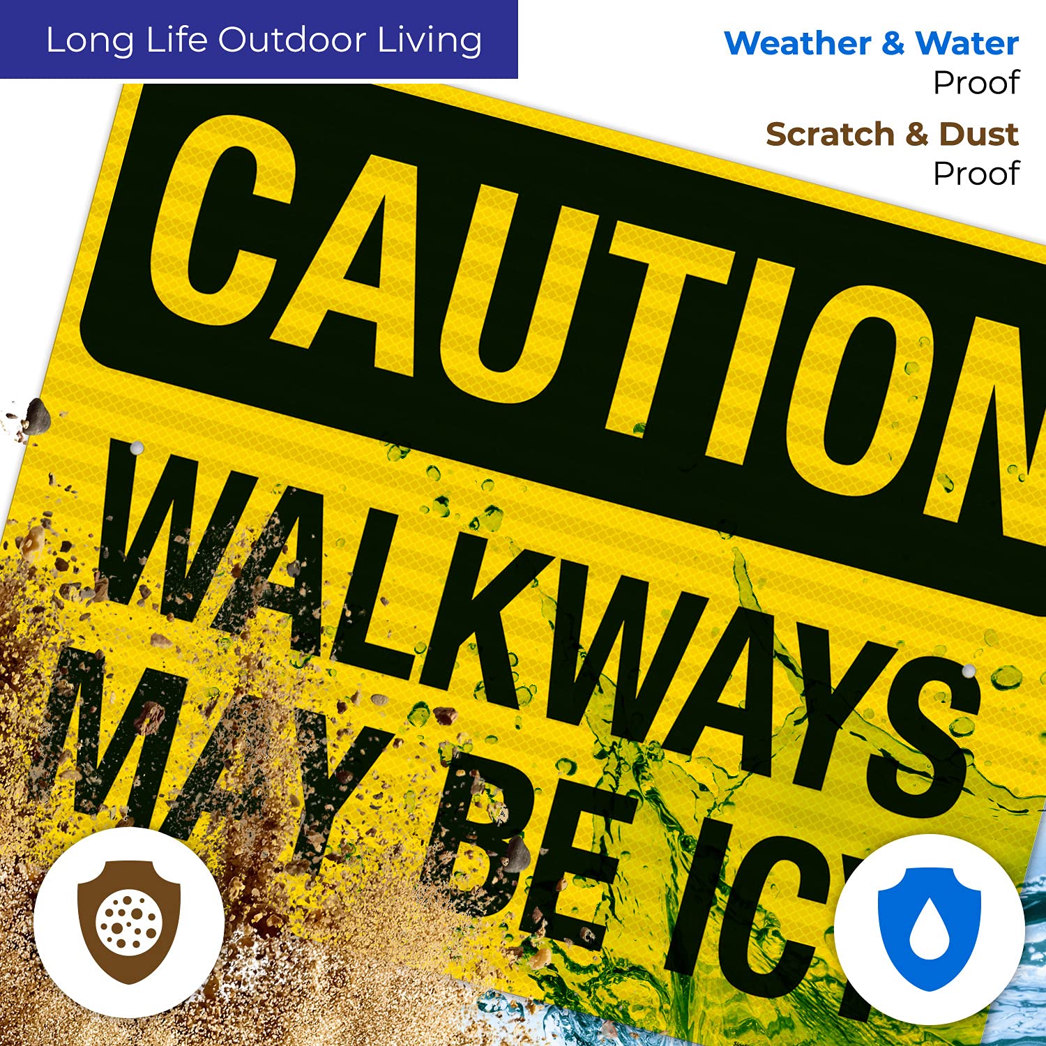 3M EGP Reflective Aluminum 'Walkways May Be Icy' Warning Sign - 24x30 Inches, .080 Thickness, Fade Resistant, Made in USA - Ideal for Parking Lots, Sidewalks & Winter Hazard Areas