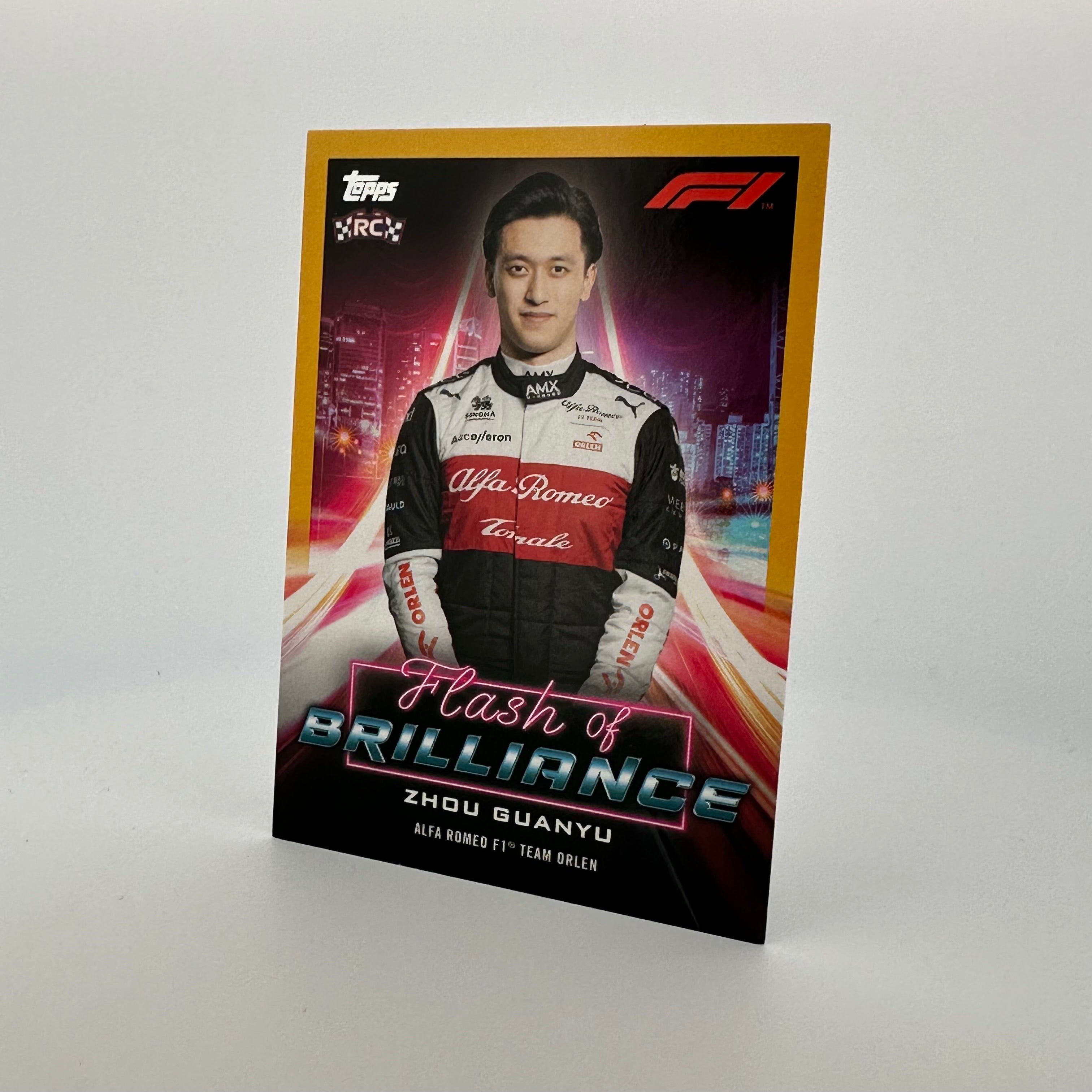 Zhou Guanyu #FOBZG Flash Of Brilliance Gold Collectible F1 Racing Memorabilia - Perfect for Motorsport Fans, Display, and Gift Giving