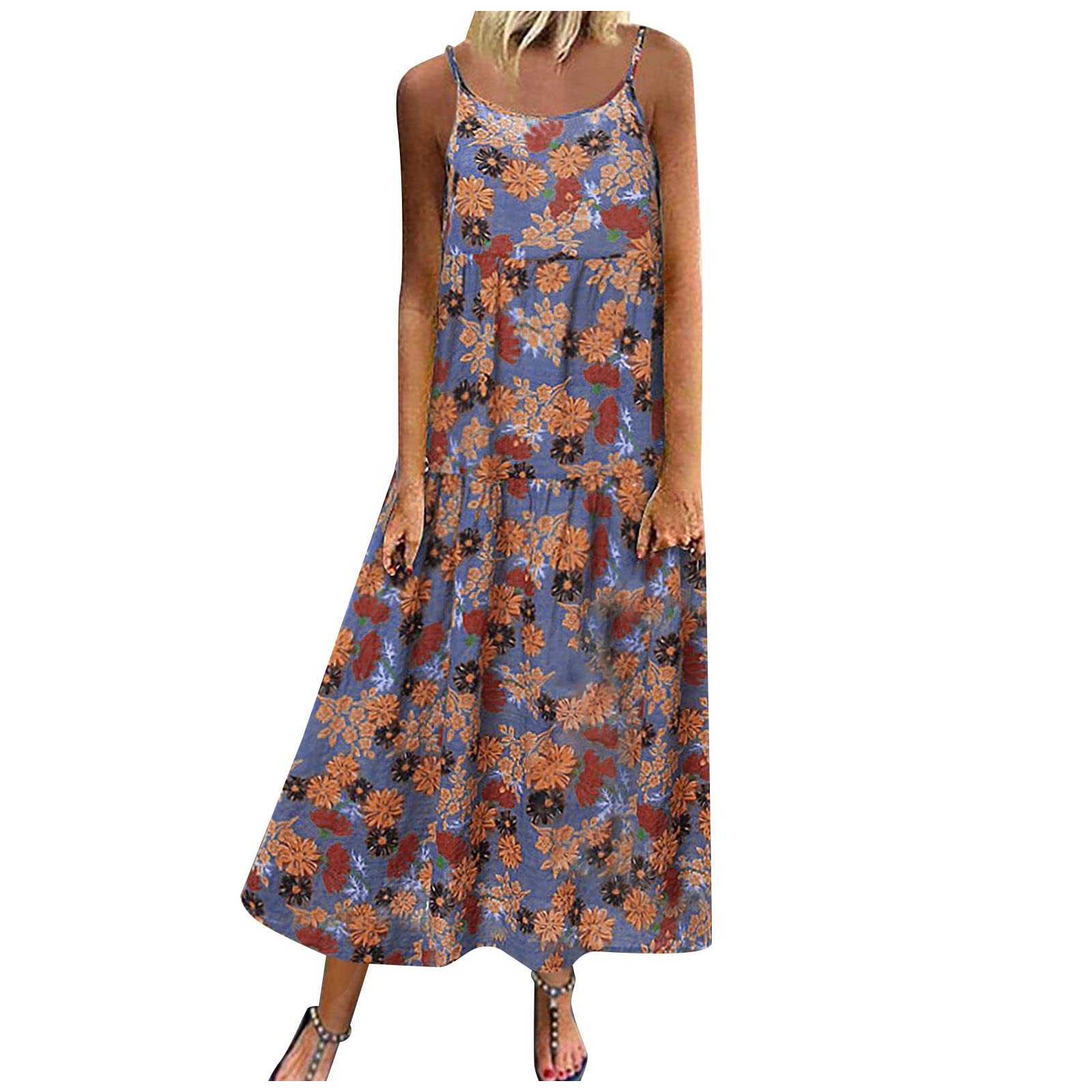 Sukilimiy Women's Summer Casual Floral Print Short Sleeve V-Neck Button Down Cotton Linen Dress - Perfect for Beach Vacations, Picnics, and Summer Outings
