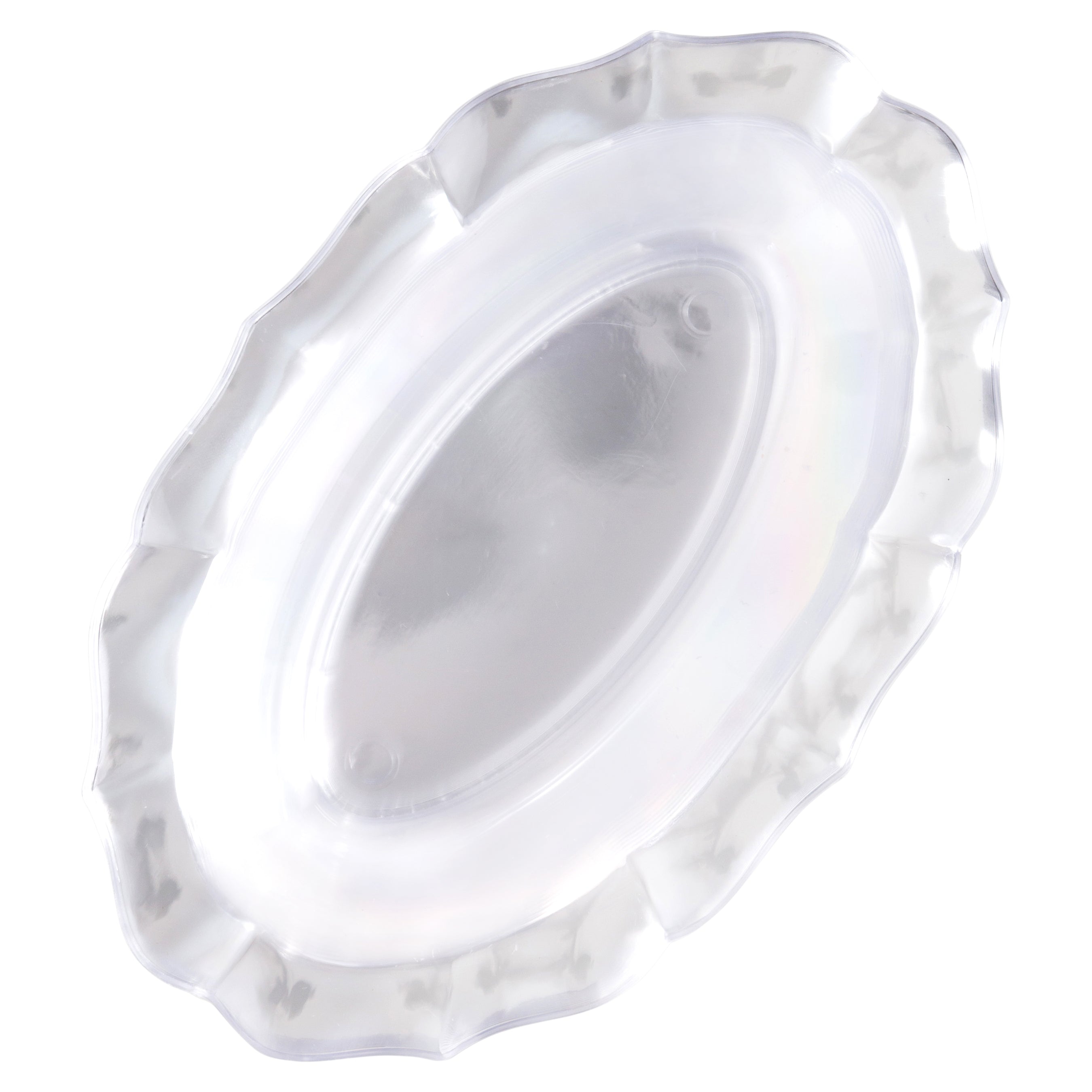 Eco-Friendly Clear Round Plastic Plates with Scalloped Edge - 50 Pack Disposable Dinner Plates for Parties, Picnics & Events - BPA-Free, Durable & Stylish Tableware