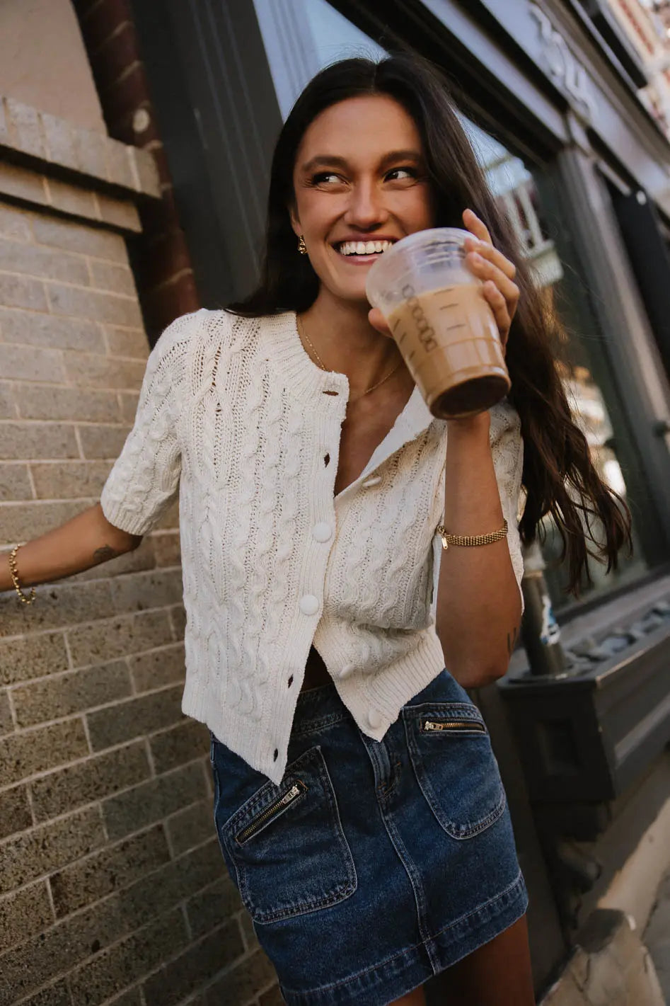 Erika Ivory Cable Knit Cardigan for Women | Cozy Winter Sweater | Perfect for Casual Outfits, Office Wear & Date Nights