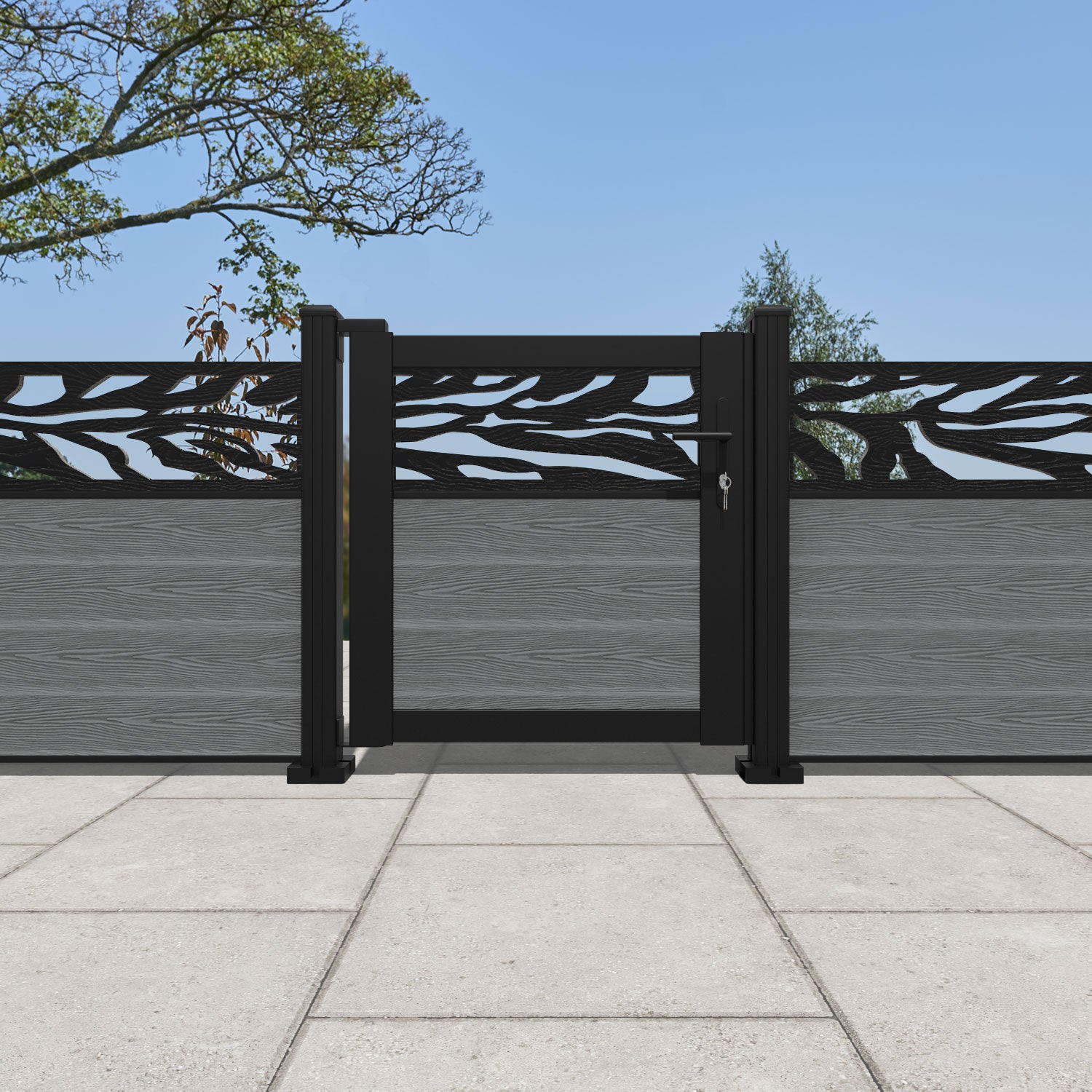 Classic Malawi Pedestrian Gate - Durable Steel Walkthrough Gate in Mid Grey - Perfect for Home Entryways, Gardens, and Backyard Security