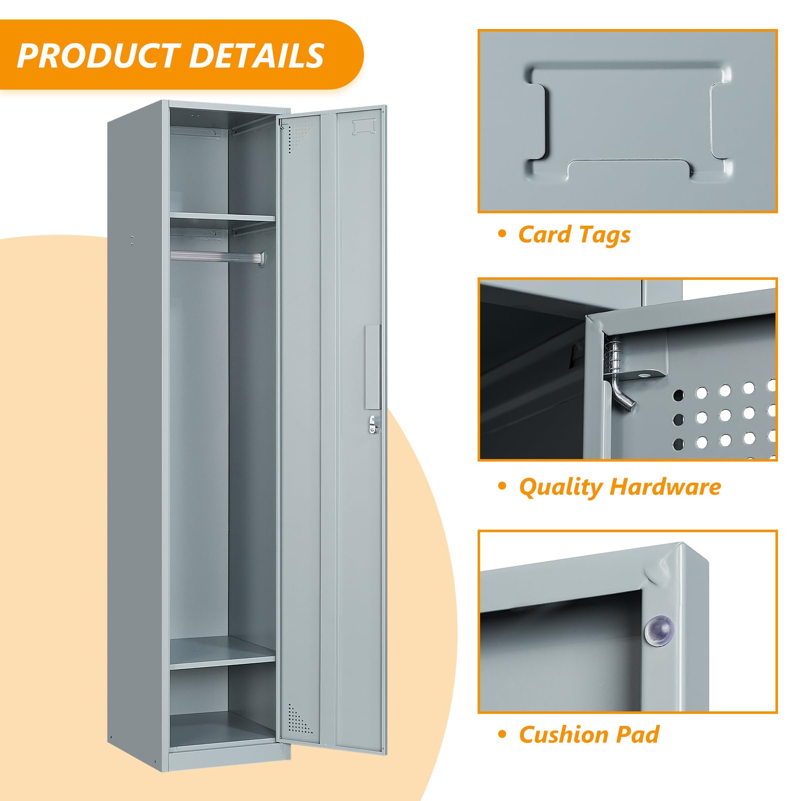 STANI Heavy Duty Metal Locker with Lock - Secure Steel Storage Cabinet for Home, Gym, School & Office - Employee Lockers, Tall Storage Locker for Clothes, Shoes & Equipment (Ideal for Lockers Rooms, Workplaces & Fitness Centers)