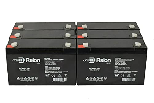 Raion Power RG0612T1 6V 12Ah AGM Replacement Battery for Haze HZS06-10 - 6 Pack - Perfect for Scooters, Golf Carts, and Emergency Backup Power