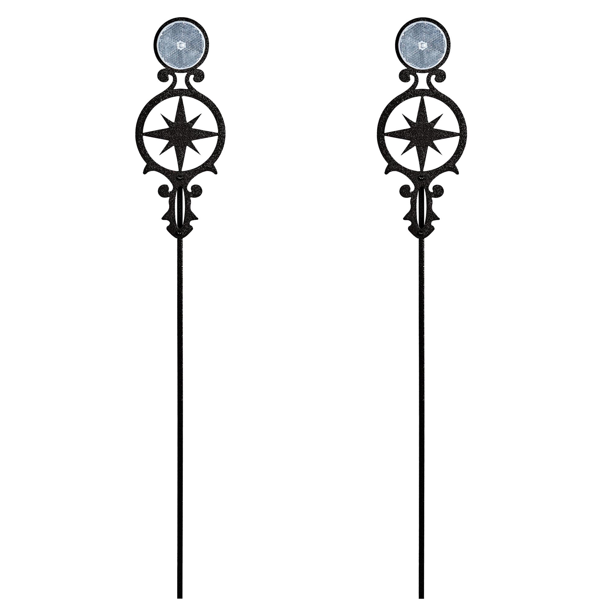 Touch of Class Pathways Reflective Driveway Marker Stake Set of 2 - Black Durable Finish with Compass Star Design for Enhanced Night Visibility | Perfect for Driveways, Walkways & Garden Pathways | Outdoor Safety Reflector Stakes for Home & Commercial Use
