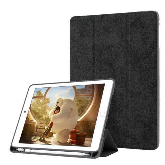 Ultra Slim Flip Stand Leather Look Smart Cover with Pen Holder for iPad 9.7 Pro/Air/Air 2 - Perfect for Work, Study, and Travel Protection