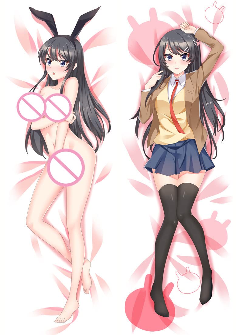 Rascal Does Not Dream of Bunny Girl Senpai Anime 2-Way Pillow Cover 170x60cm (66.9x23.6in) - Japanese Manga Throw Pillow Case for Sofa, Bedroom & Home Decor