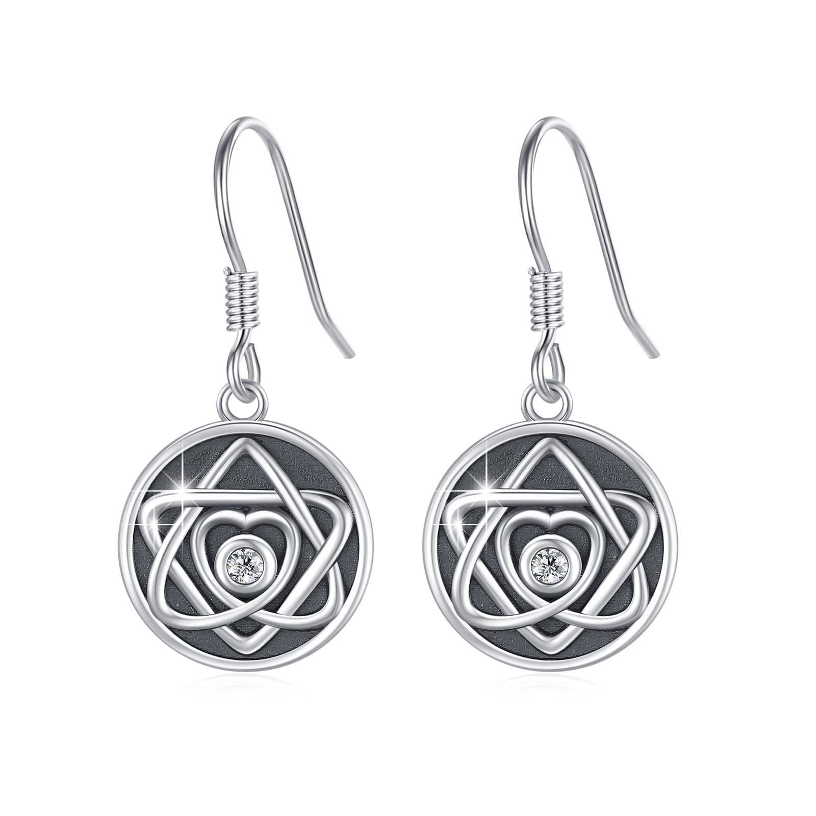 925 Sterling Silver Pentacle Earrings for Women - Hexagram Dangle Drop Earrings | Witchy Boho Jewelry Gift for Daughter, Sister, Friend | Perfect for Wiccan Rituals, Pagan Celebrations & Everyday Wear