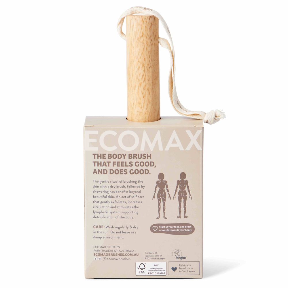 EcoMax Spa Body Brush - Soft Bristles for Exfoliation & Dry Brushing | Perfect for Home Spa, Lymphatic Drainage & Skin Detox