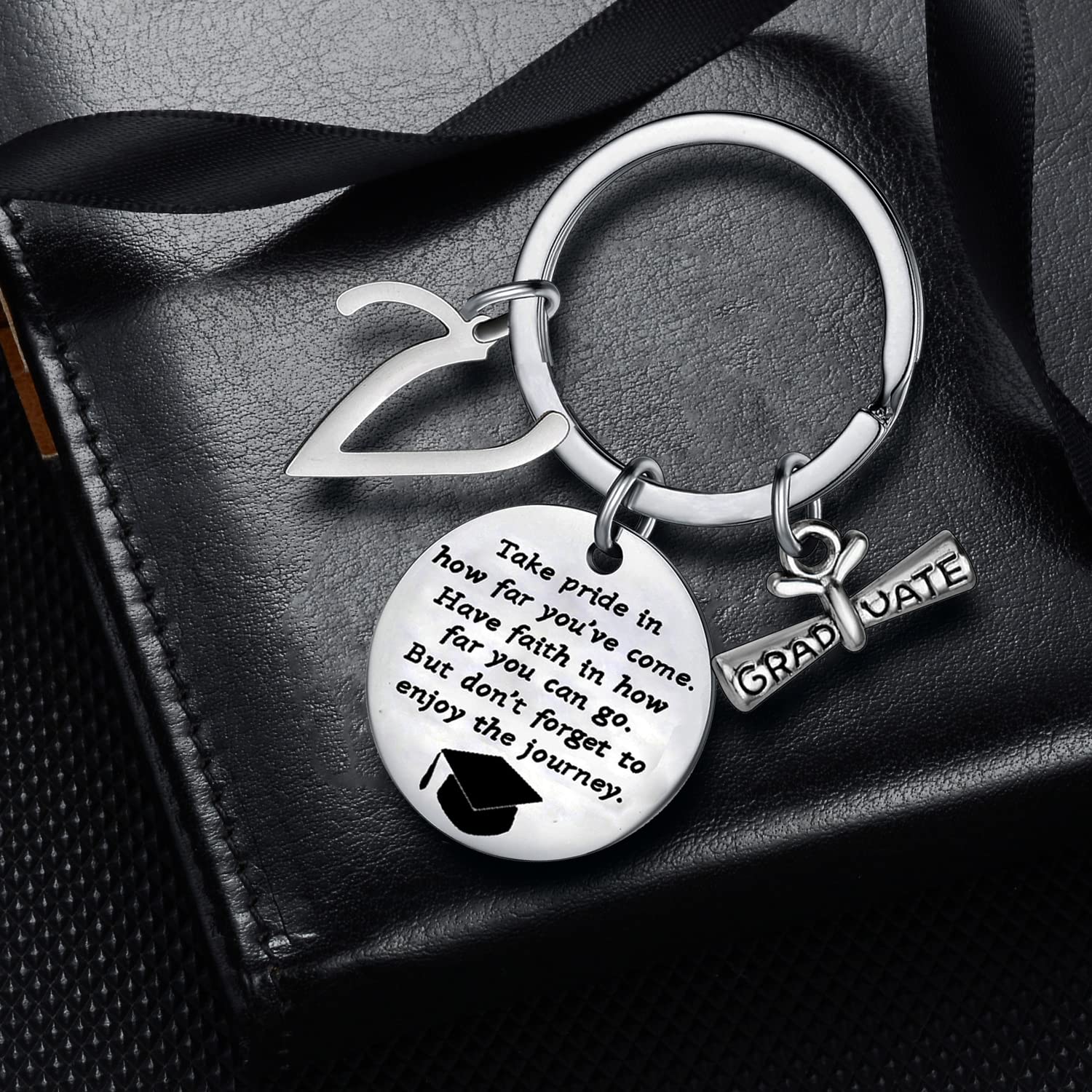 YEEQIN Personalized Graduation Keychain with Initial Letter - Inspirational Graduation Gift for High School & College Graduates - Perfect for Commencement, Parties & Keepsakes