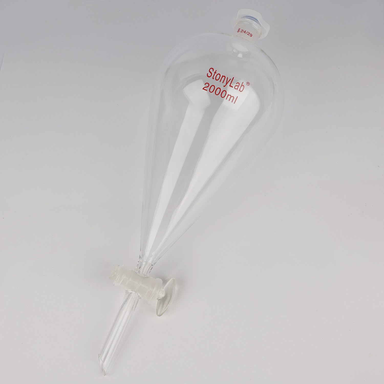 Premium 2000ml Borosilicate Glass Separatory Funnel with Glass Stopcock Valve & 24/29 Joint - Ideal for Chemistry Labs, Essential Oil Extraction, and Liquid Separation Experiments