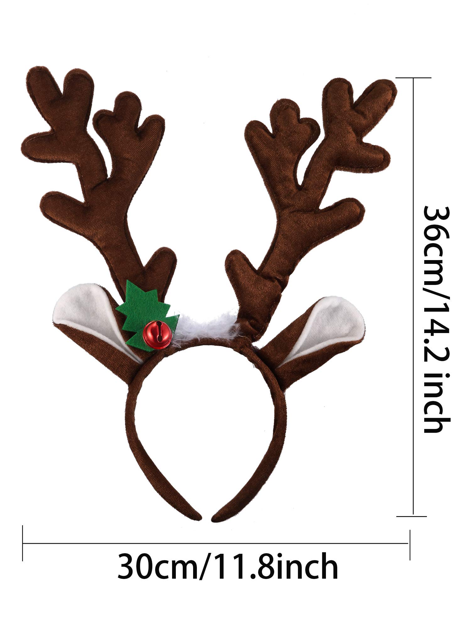 Bememo 2 Pack Christmas Reindeer Antler Headbands for Women - Festive Holiday Party Hair Accessories for Christmas Costume Parties, Family Gatherings & Photo Shoots