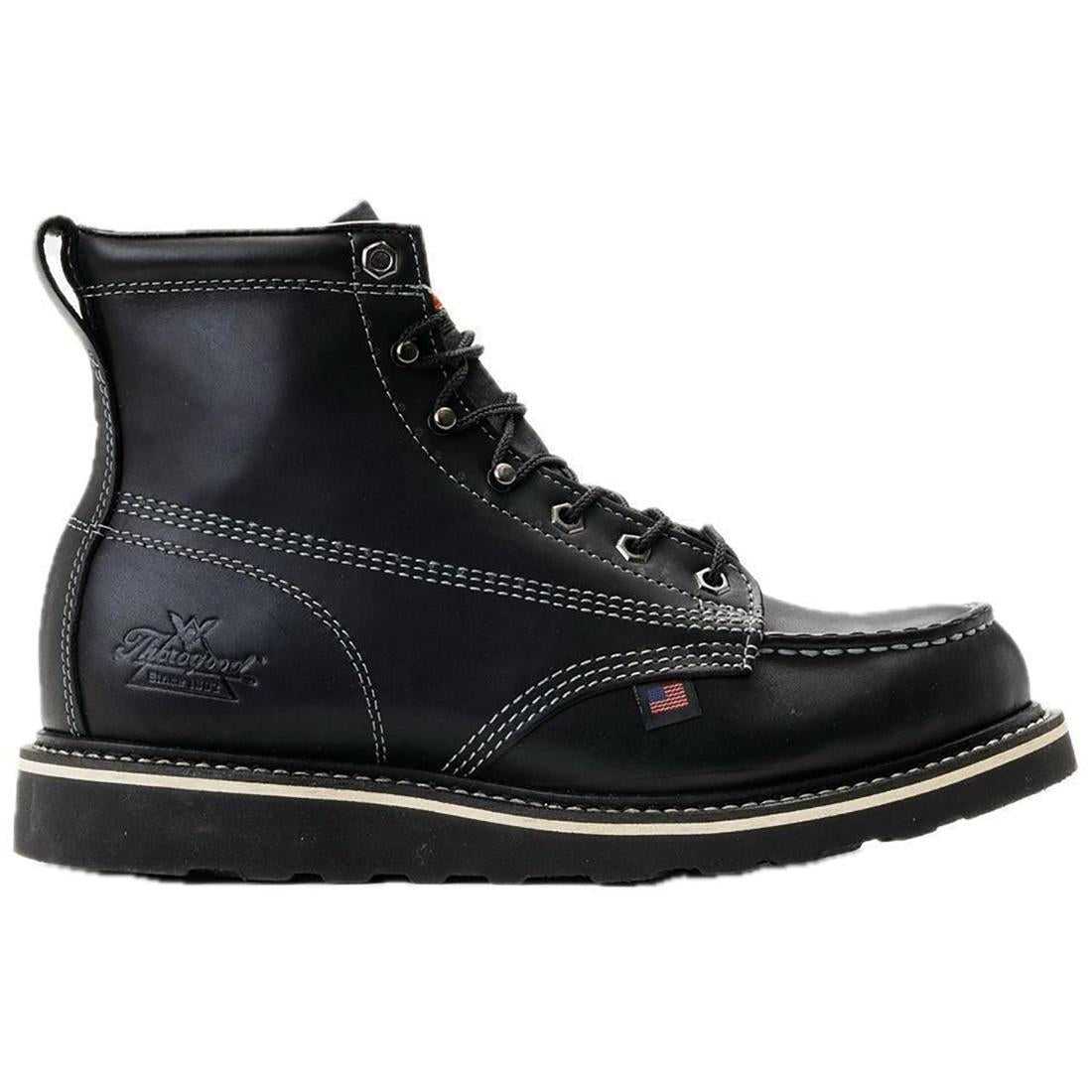 Midnight Series 6 Moc Toe Boots for Men - Black Leather Work Boots with Slip-Resistant Sole | Perfect for Construction, Hiking & Outdoor Activities