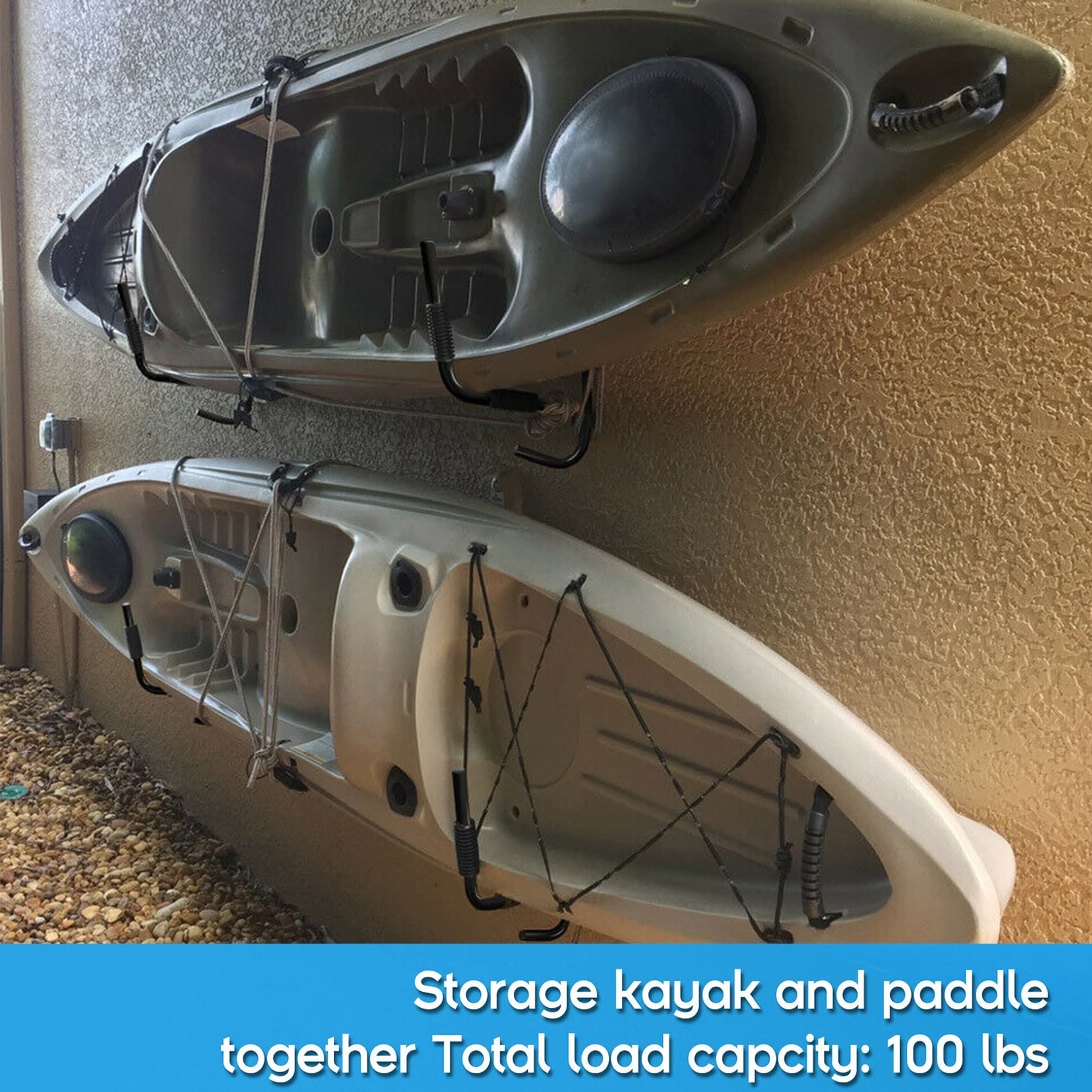 Tengchang Heavy-Duty Kayak Storage Wall Mount Rack - Foldable Steel Ladder Hanger for Canoe & Paddle Board - Perfect for Garage, Shed or Outdoor Boat Storage
