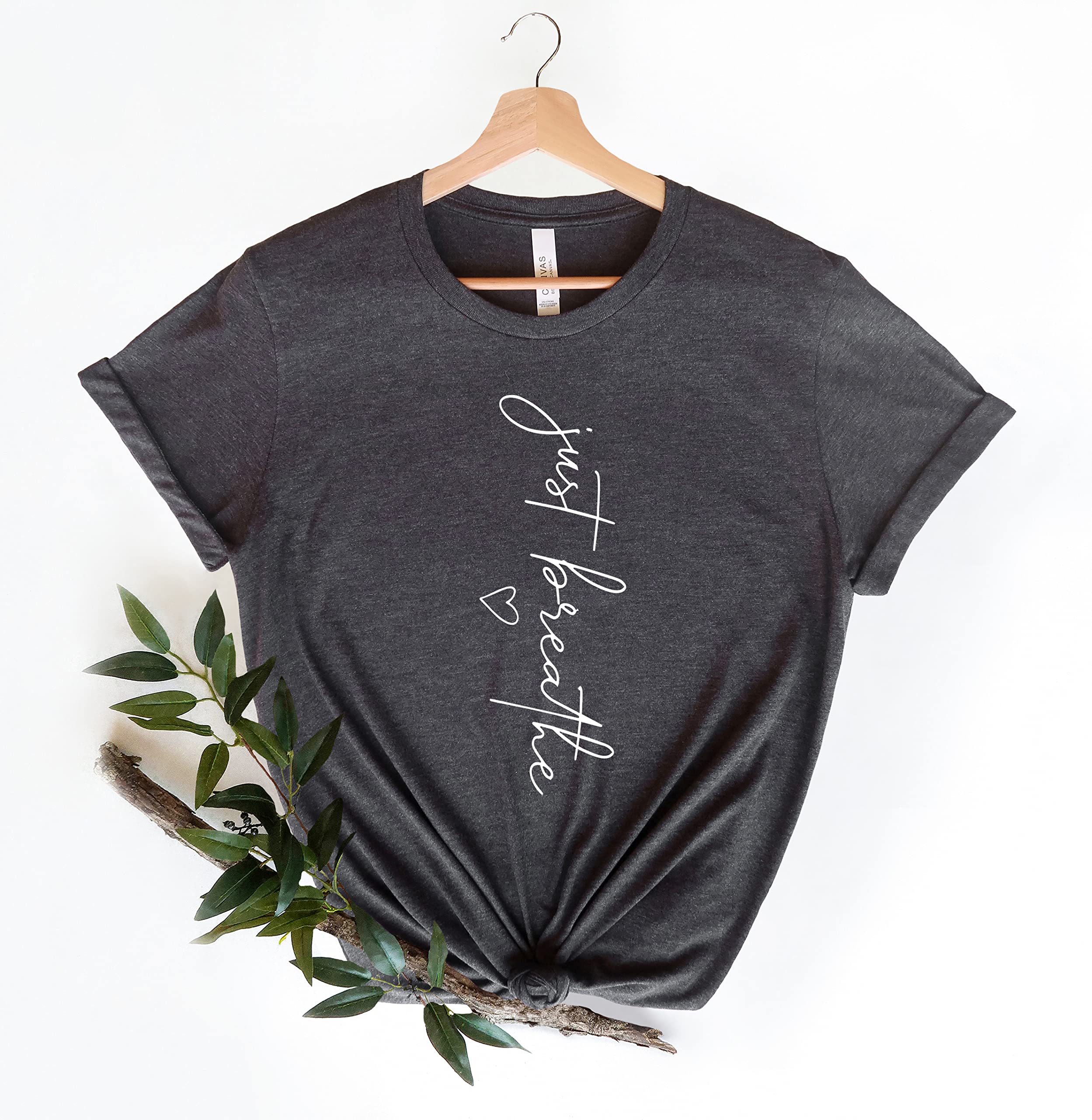 Just Breathe Motivational T-Shirt for Women - Positive Yoga Tee with Inspirational Message - Perfect Gift for Yoga, Meditation & Everyday Comfort