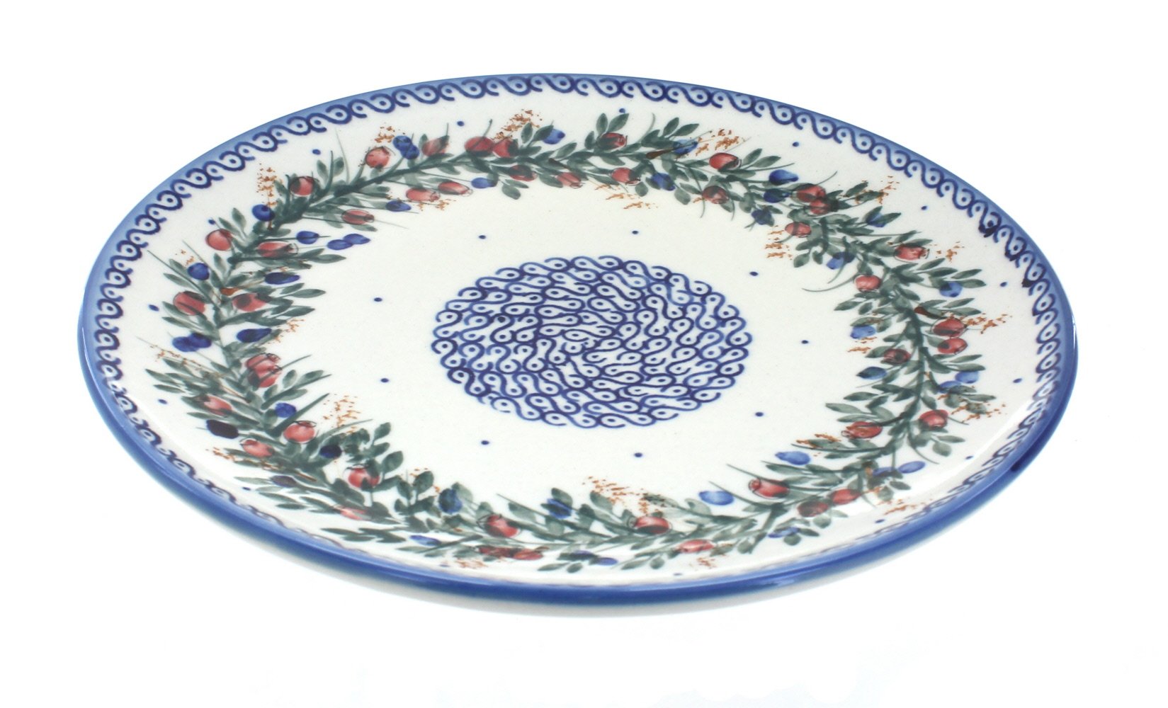 Handmade Blue Rose Polish Pottery Berry Plate - Elegant Dinnerware for Special Occasions, Perfect for Holiday Gatherings & Fine Dining