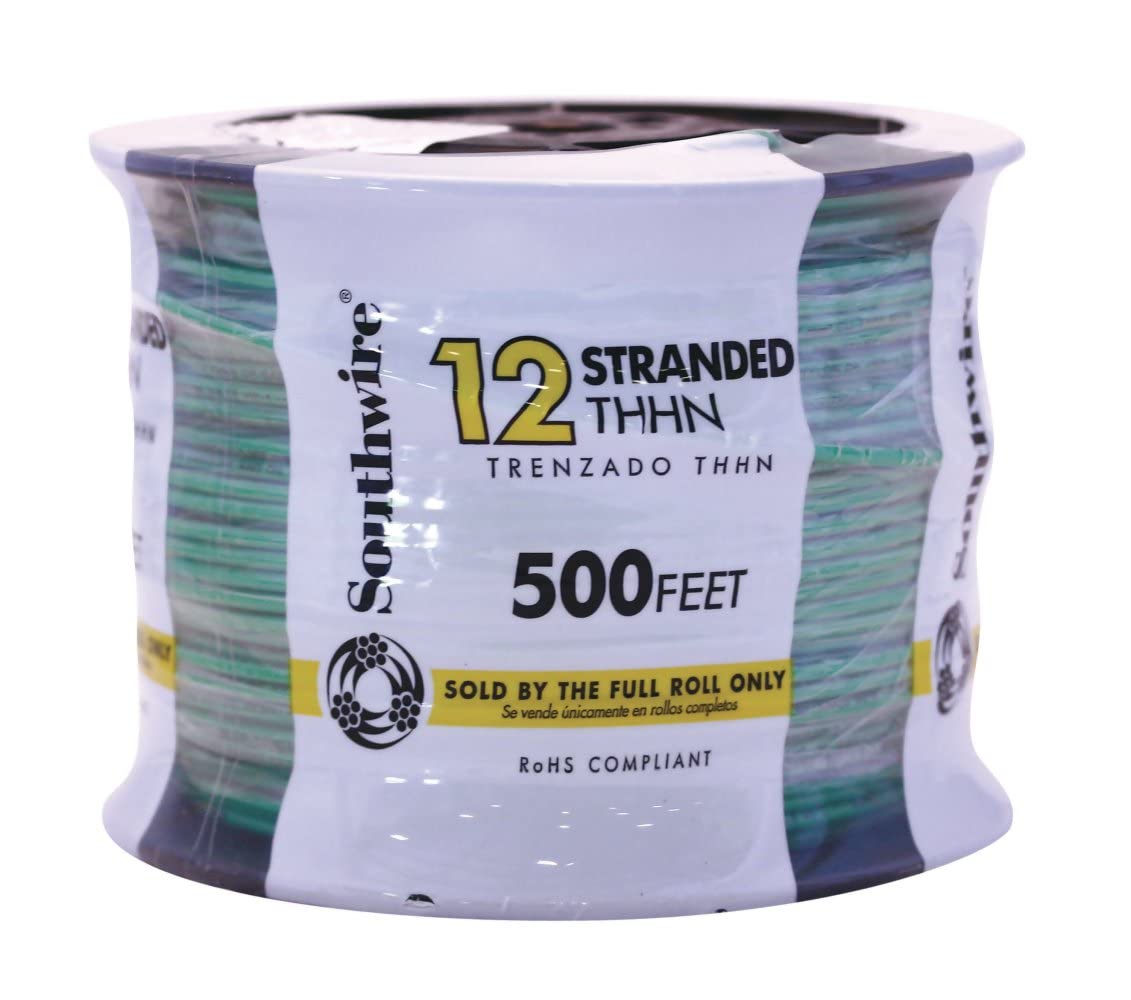 12 AWG THHN Stranded Green Wire 500ft - Electrical Wiring for Home, Commercial & Industrial Use