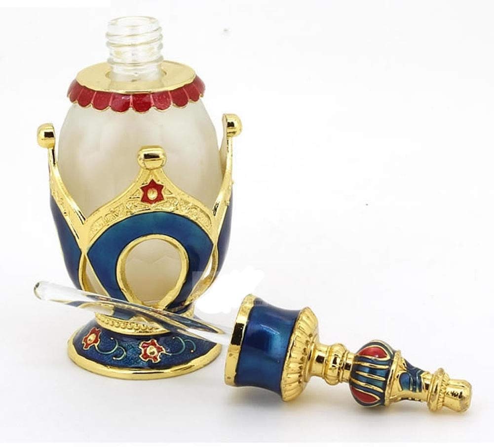 0.67oz Crown-Shaped Refillable Perfume Bottle - Elegant Glass & Metal Essential Oil Container for Aromatherapy & Travel (Blue) - Perfect for DIY Fragrances, Gifts & Home Decor