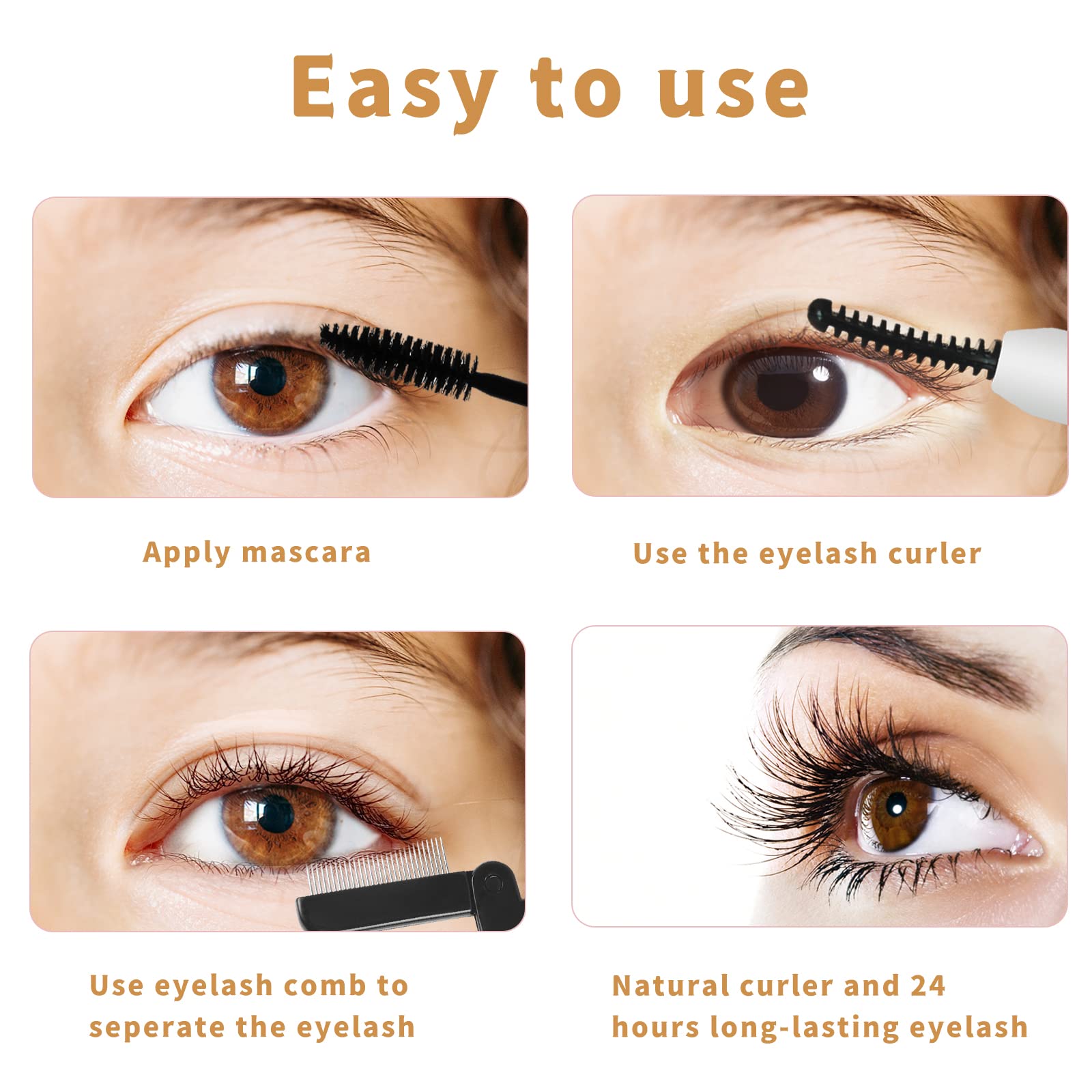 Electric Heated Eyelash Curler with Comb - 3 Temperature Settings for Natural Curl & Long-Lasting Lashes | Professional Makeup Tool for Women (White) | Perfect for Daily Makeup, Special Occasions & Travel